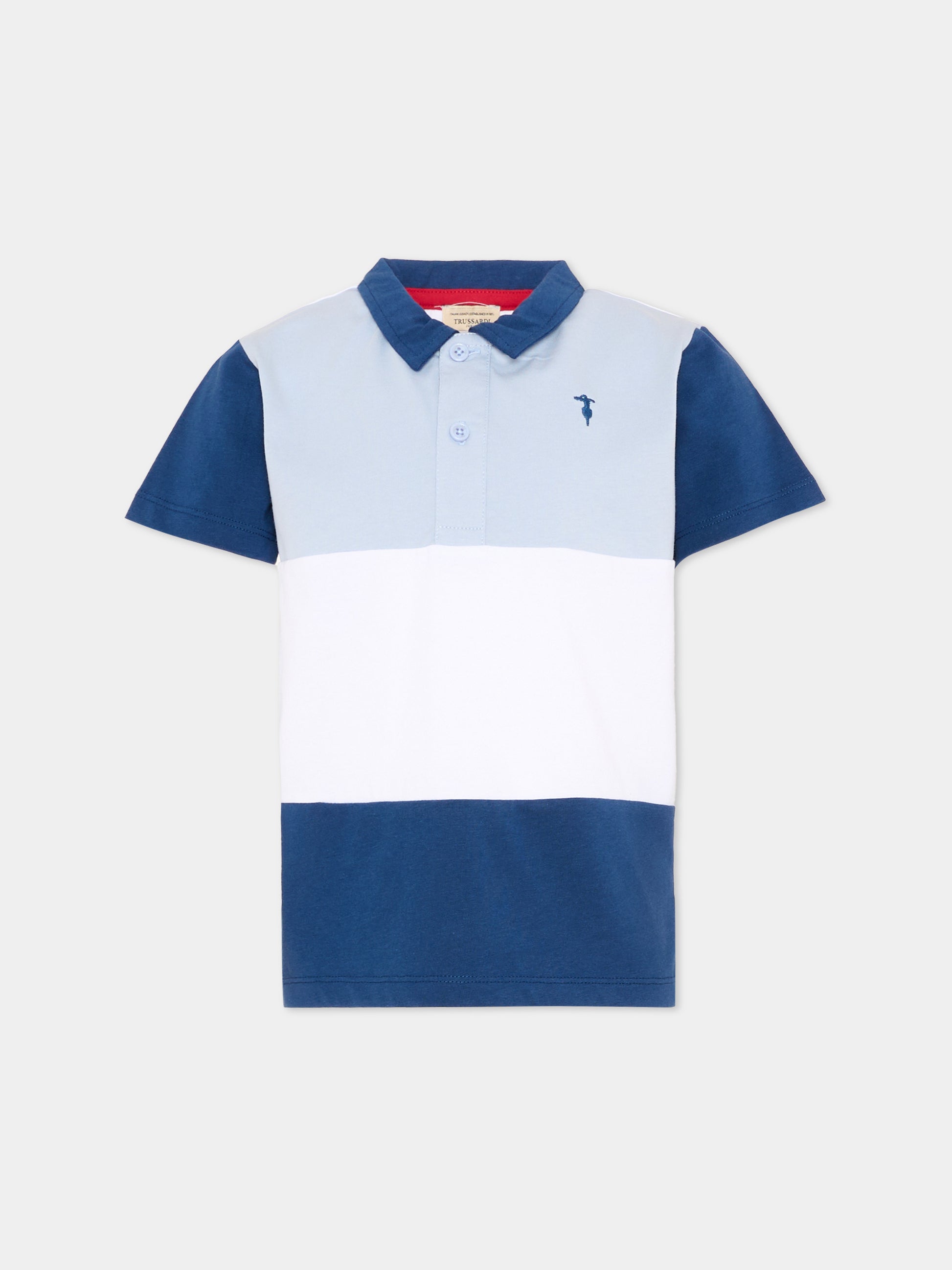 Polo multicolor per bambino con levriero,Trussardi Junior,TIP26095PO WHITE