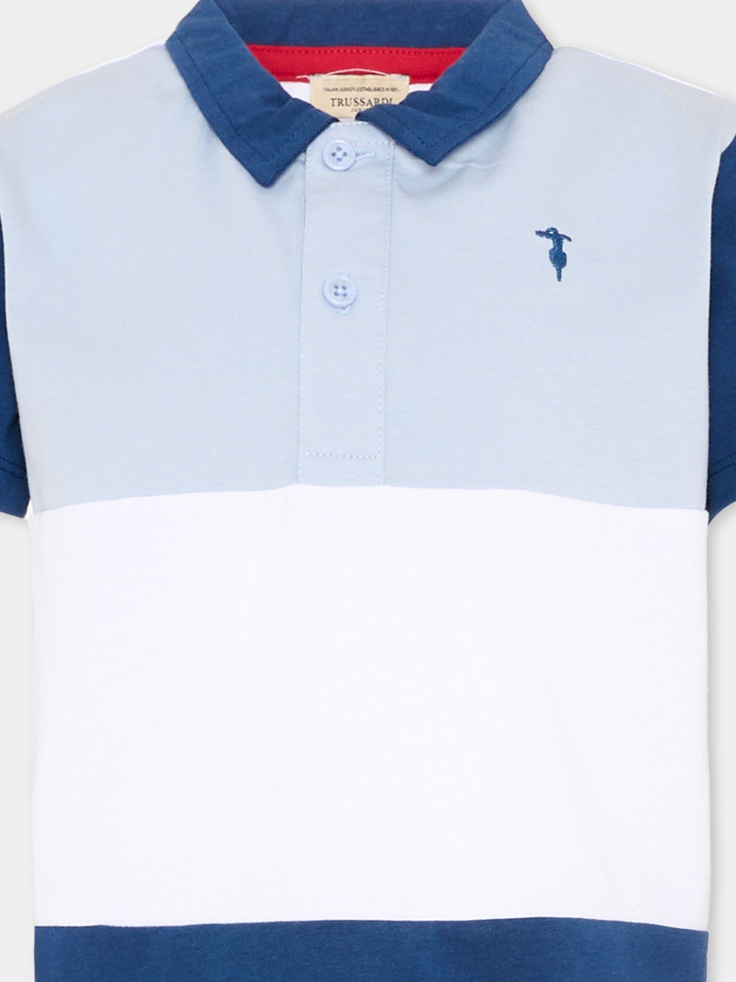 Polo multicolor per bambino con levriero,Trussardi Junior,TIP26095PO WHITE