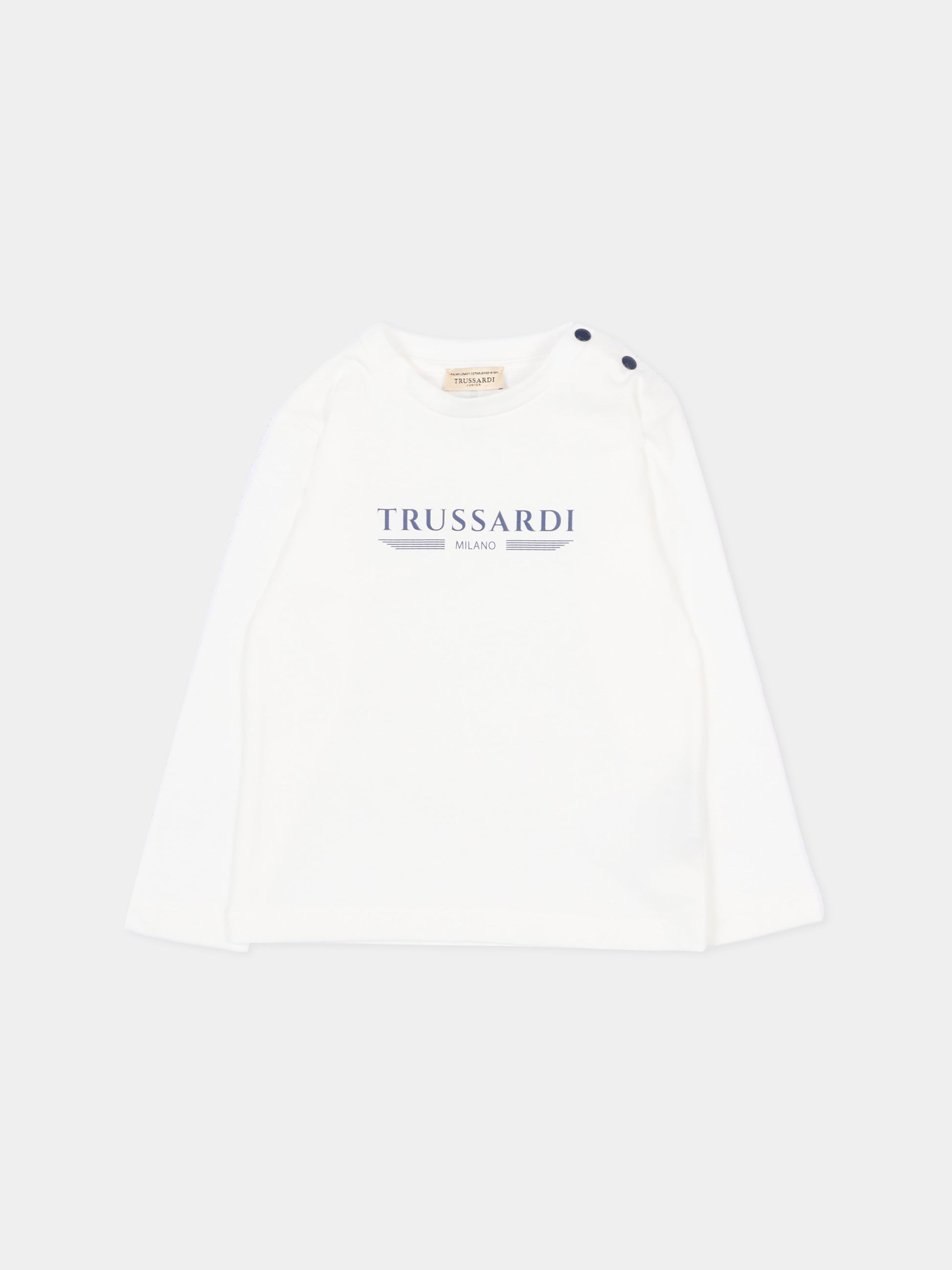 T-shirt bianca per neonato con logo,Trussardi Junior,TIP26106TS OFF-WHITE