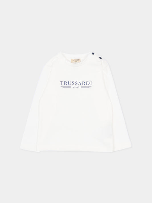T-shirt bianca per neonato con logo,Trussardi Junior,TIP26106TS OFF-WHITE