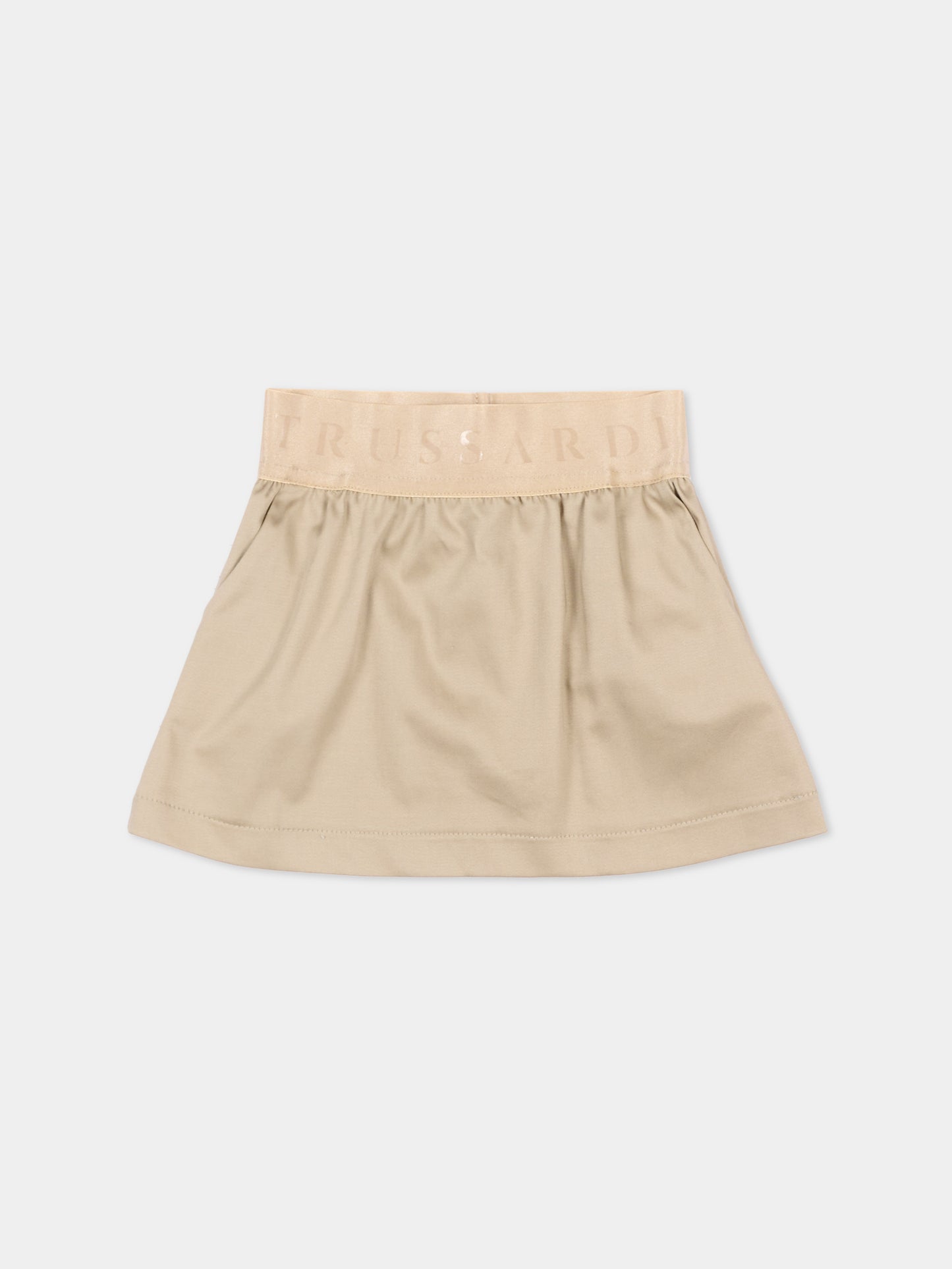 Gonna beige per neonata con logo,Trussardi Junior,TIP26115GO BROWN INCENSE