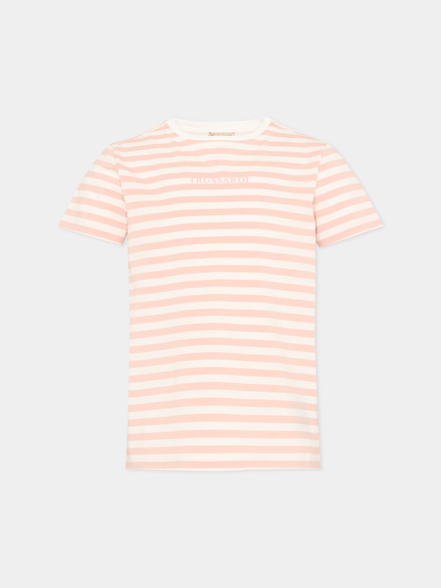 T-Shirt rosa per bambina a righe,Trussardi Junior,TIP26121TS PINK SCALLOP SHELL