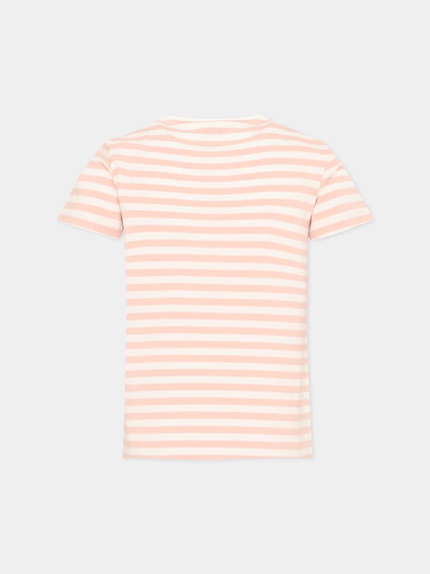 T-Shirt rosa per bambina a righe,Trussardi Junior,TIP26121TS PINK SCALLOP SHELL