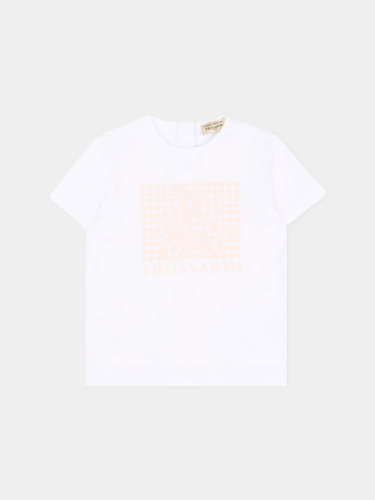 T-shirt bianca per neonata con logo,Trussardi Junior,TIP26134TS WHITE