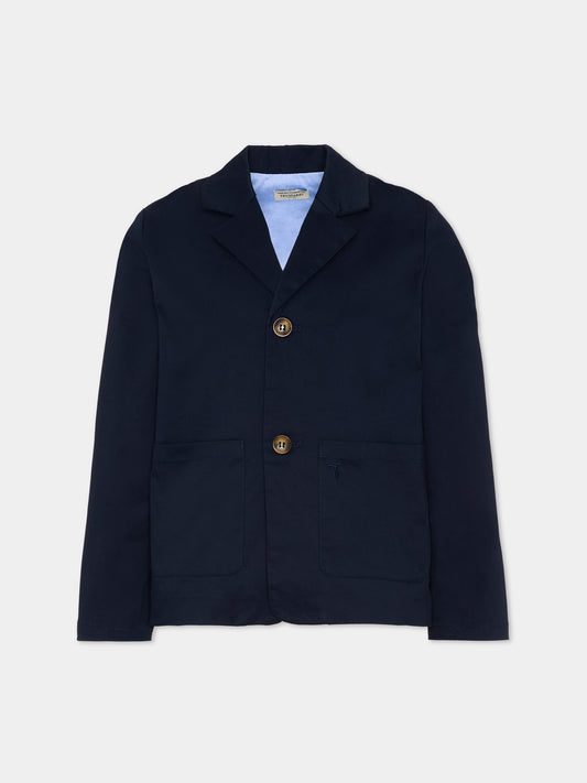 Giacca blu per bambino con levriero,Trussardi Junior,TIP26144GC BLUE ESTATE