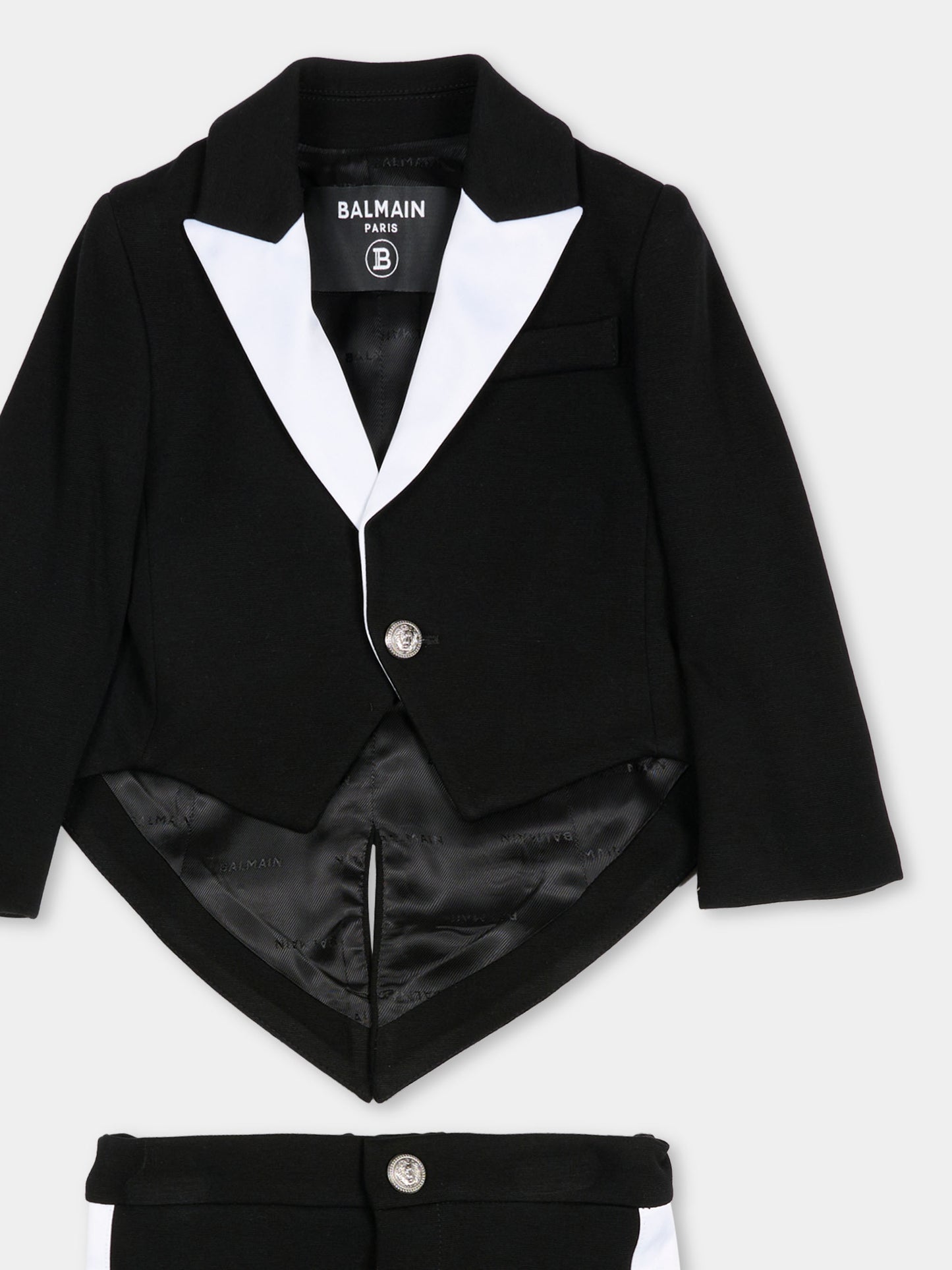 Completo elegante nero per neonato con logo,Balmain Kids,BU3600 J0371 930BC