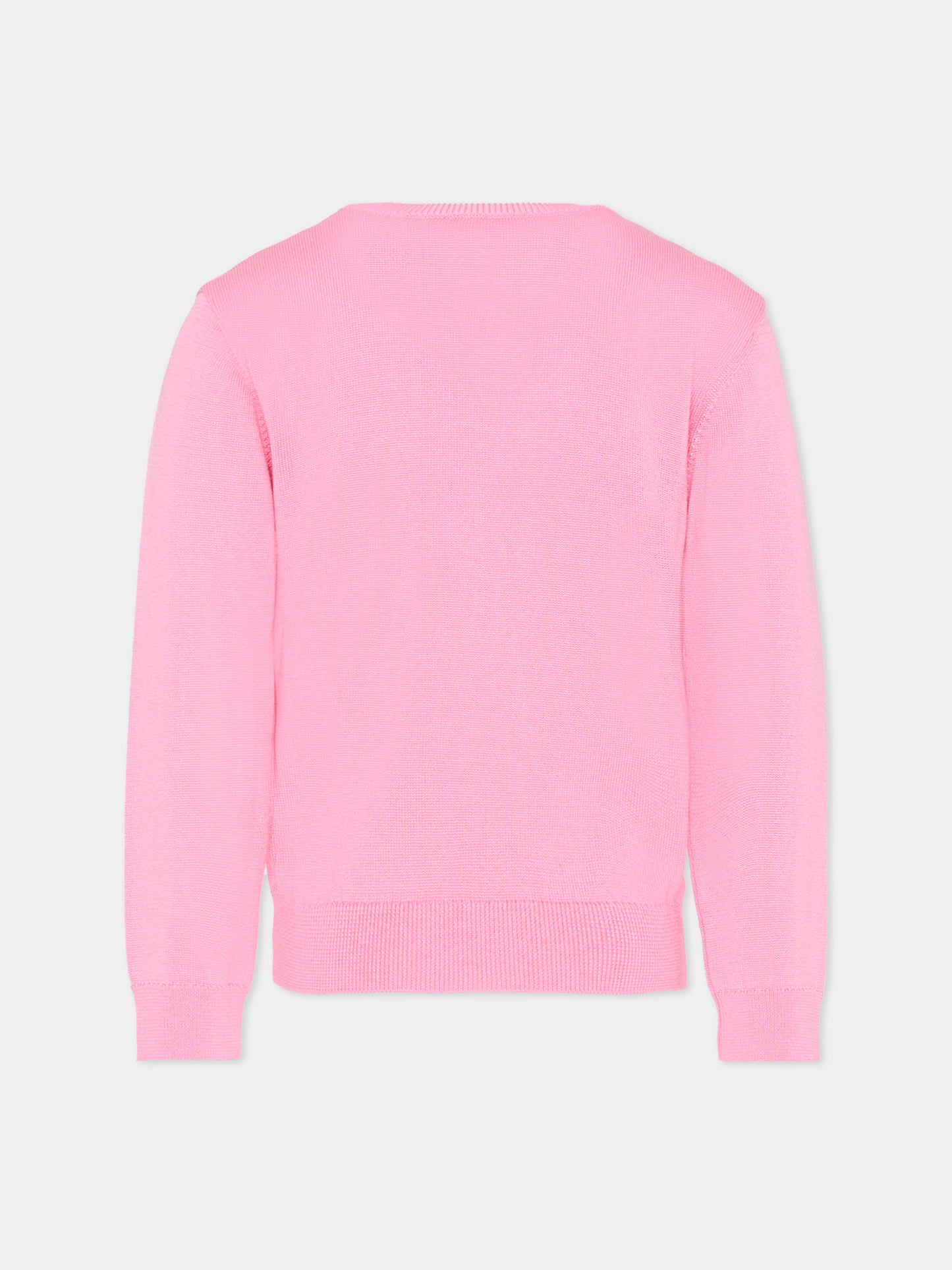 Maglione rosa per bambina con logo,Balmain Kids,BU9A30 X0068 552AG