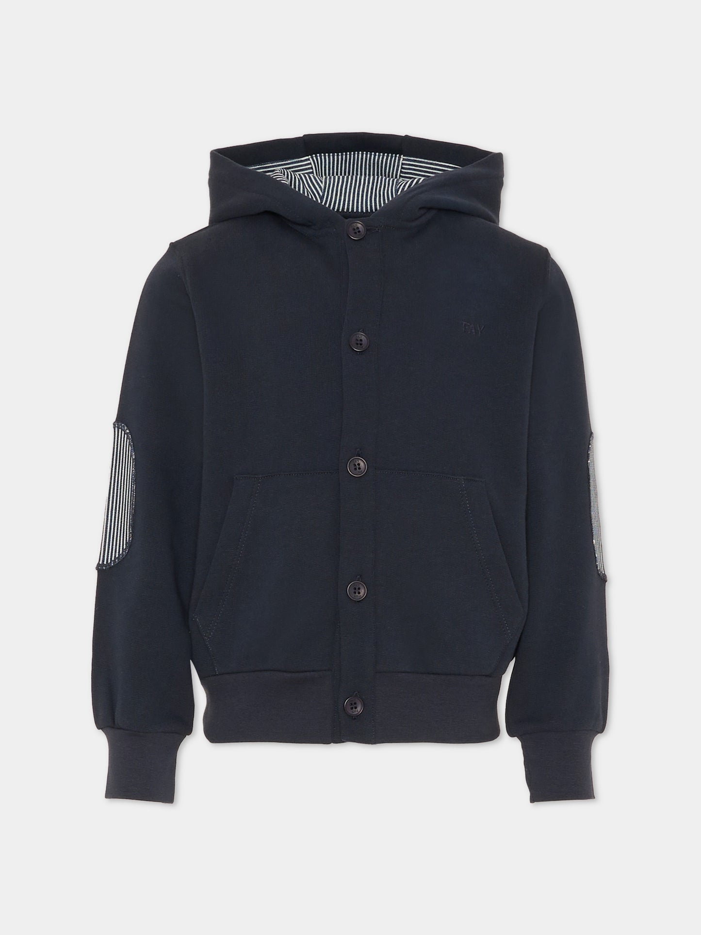 Felpa blu per bambino con logo ricamato,Fay Kids,FU4P10 Z1174 635