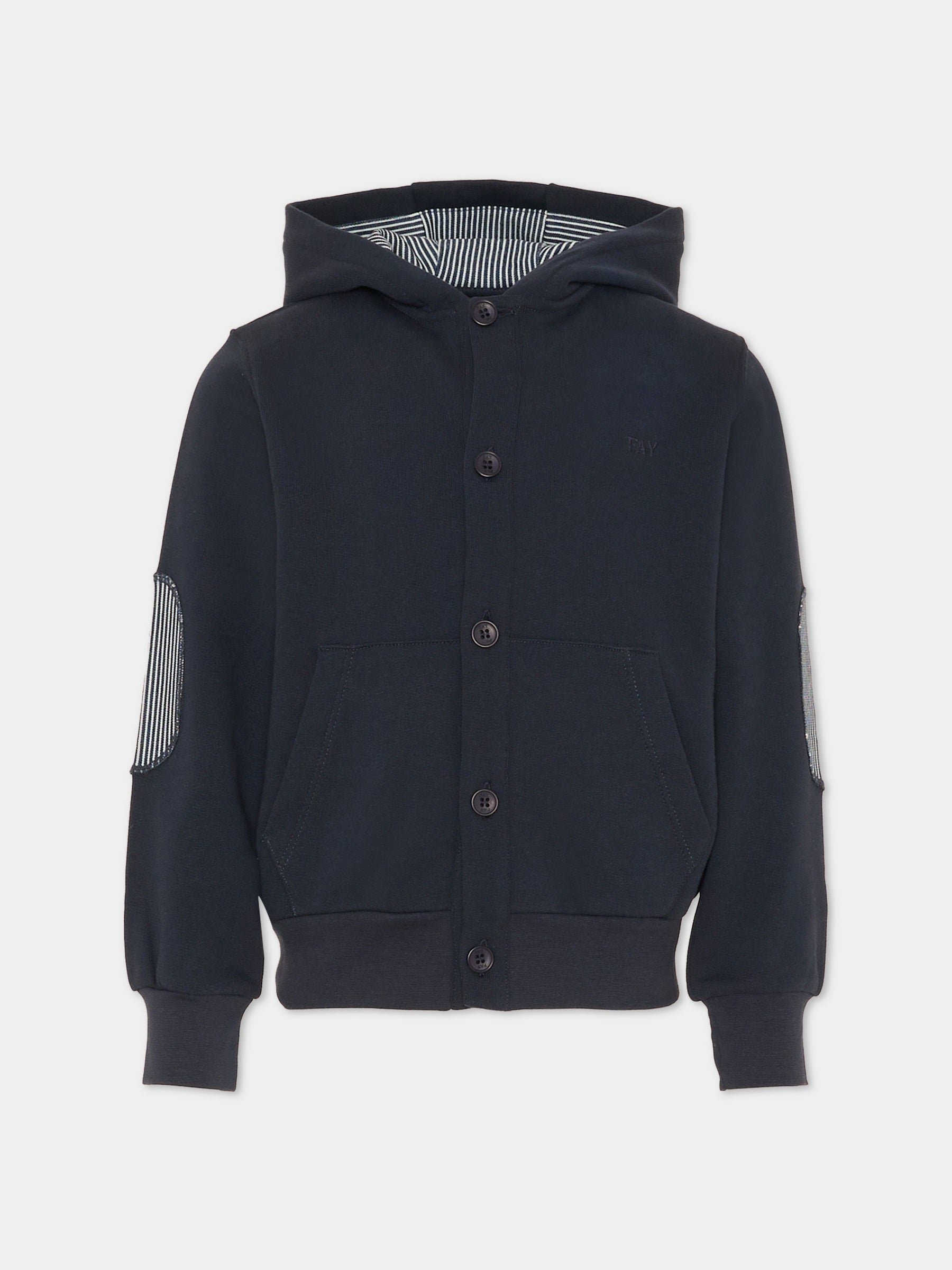 Felpa blu per bambino con logo ricamato,Fay Kids,FU4P10 Z1174 635