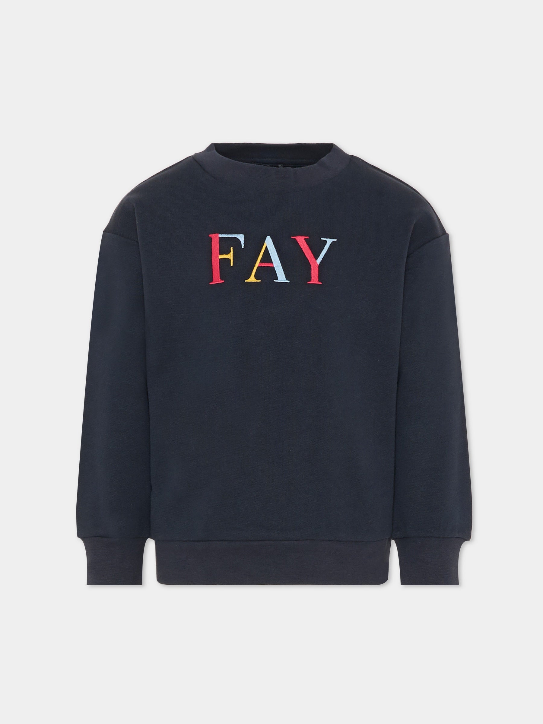 Felpa blu per bambino con logo,Fay Kids,FU4P40 Z1174 635