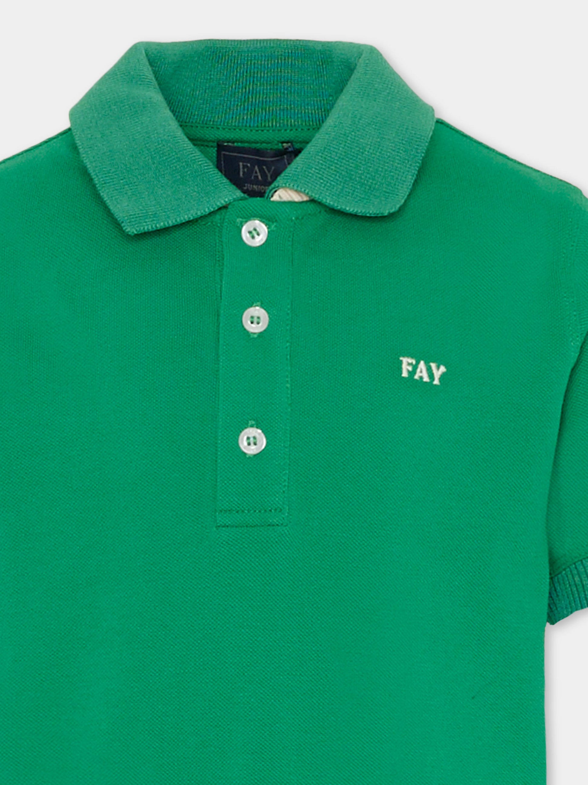 Polo verde per bambino con logo,Fay Kids,FU8P61 Z1834 715