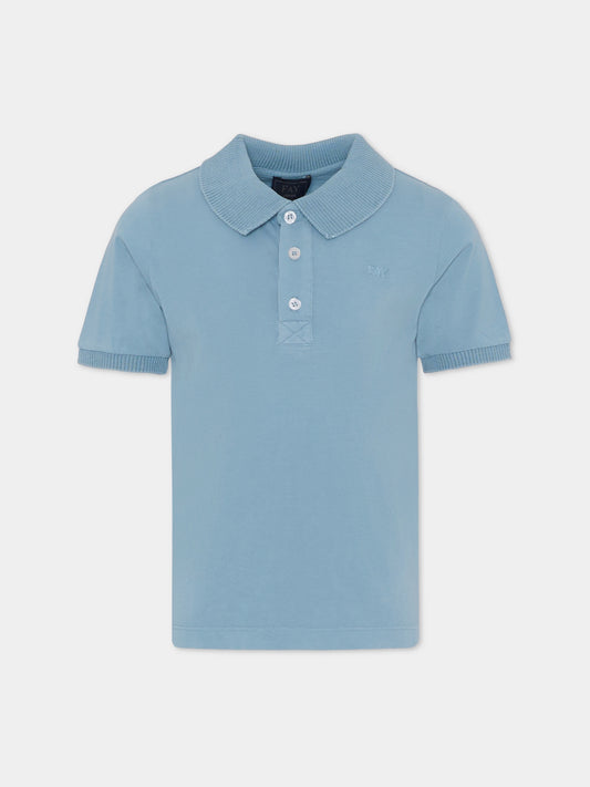 Polo azzurra per bambino con logo,Fay Kids,FU8P91 Z2129 626