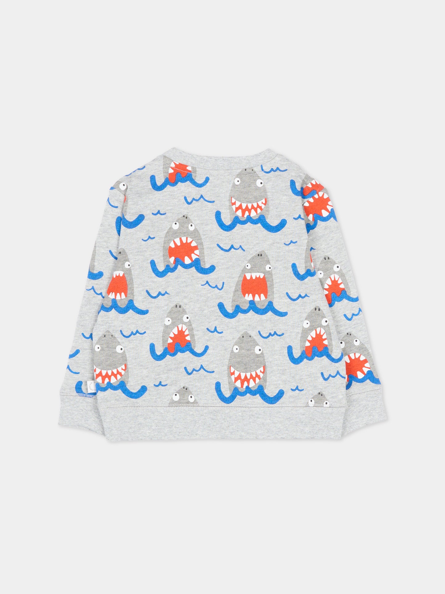 Felpa grigio melange con squali per neonato,Stella Mccartney Kids,TU4520 Z1807 807MC