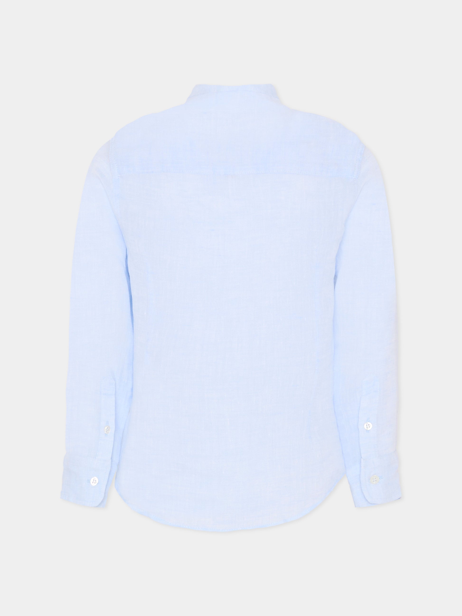 Camicia celeste per bambino con logo celeste ricamato,Fay Kids,FS5P90 I0068 602