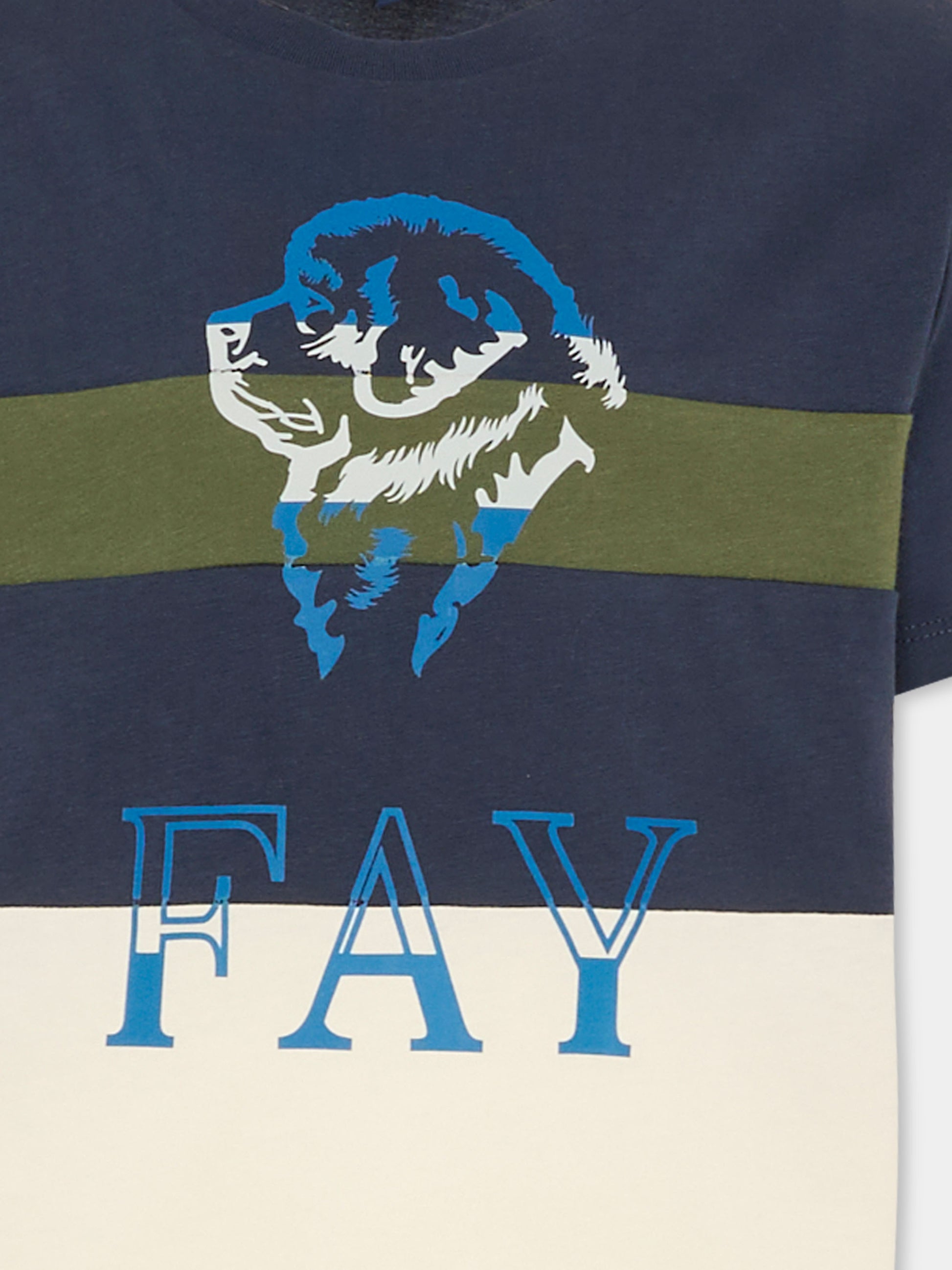T-shirt blu per bambino con logo,Fay Kids,FV8P00 Z0761 102BL