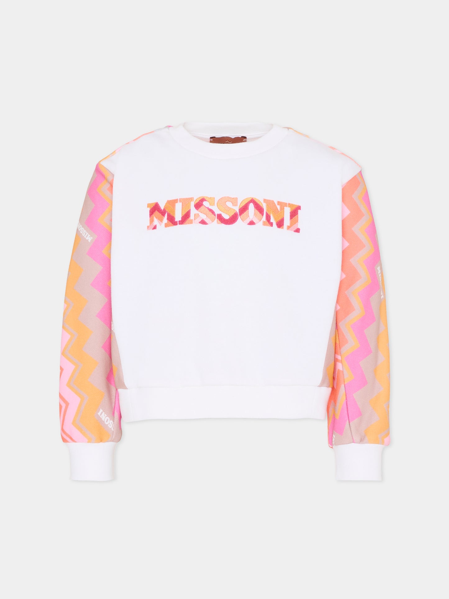 Felpa bianca per bambina con logo,Missoni,MV4A50 F0061 100MC