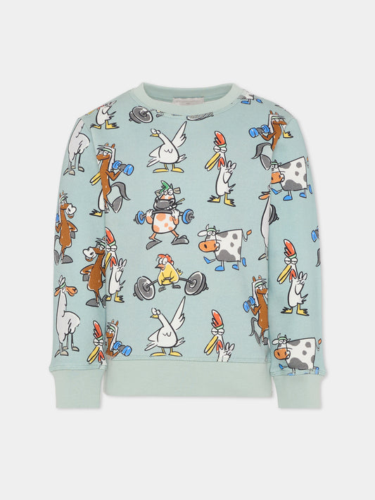 Felpa verde per bambino con stampa animali,Stella Mccartney Kids,TV4R20 Z2133 710MC