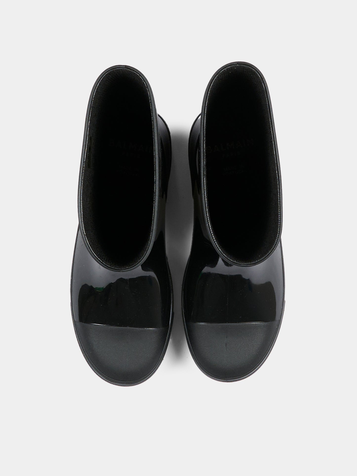 Stivali pioggia neri per bambina con logo,Balmain Kids,BT0S26 Z1831 930OR