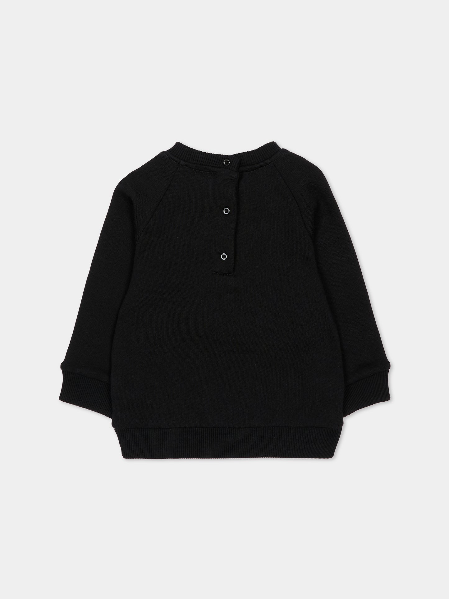 Felpa nera per neonato con logo dorato,Balmain Kids,BT4590 Z0114 930