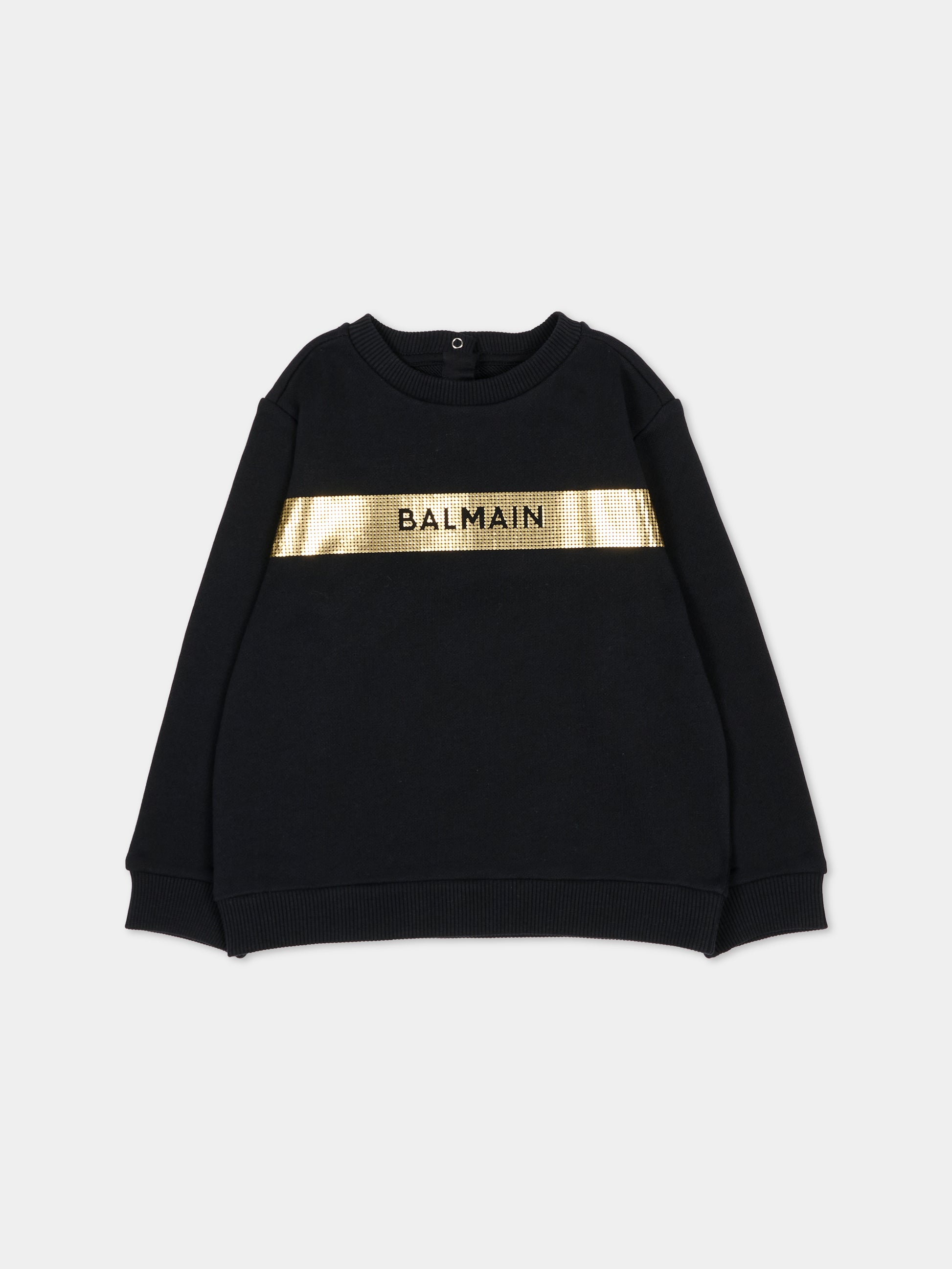 Felpa nera per neonati con logo,Balmain Kids,BT4620 Z0081 930OR