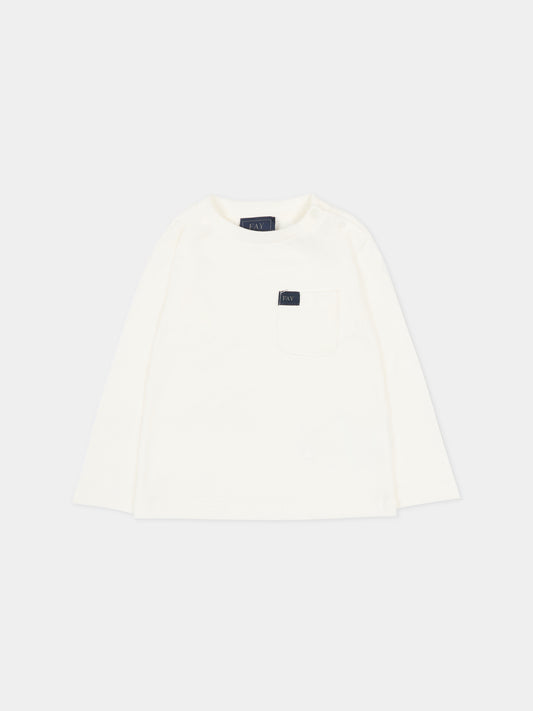 T-shirt bianca per neonato con logo,Fay Kids,FT8500 Z0761 102