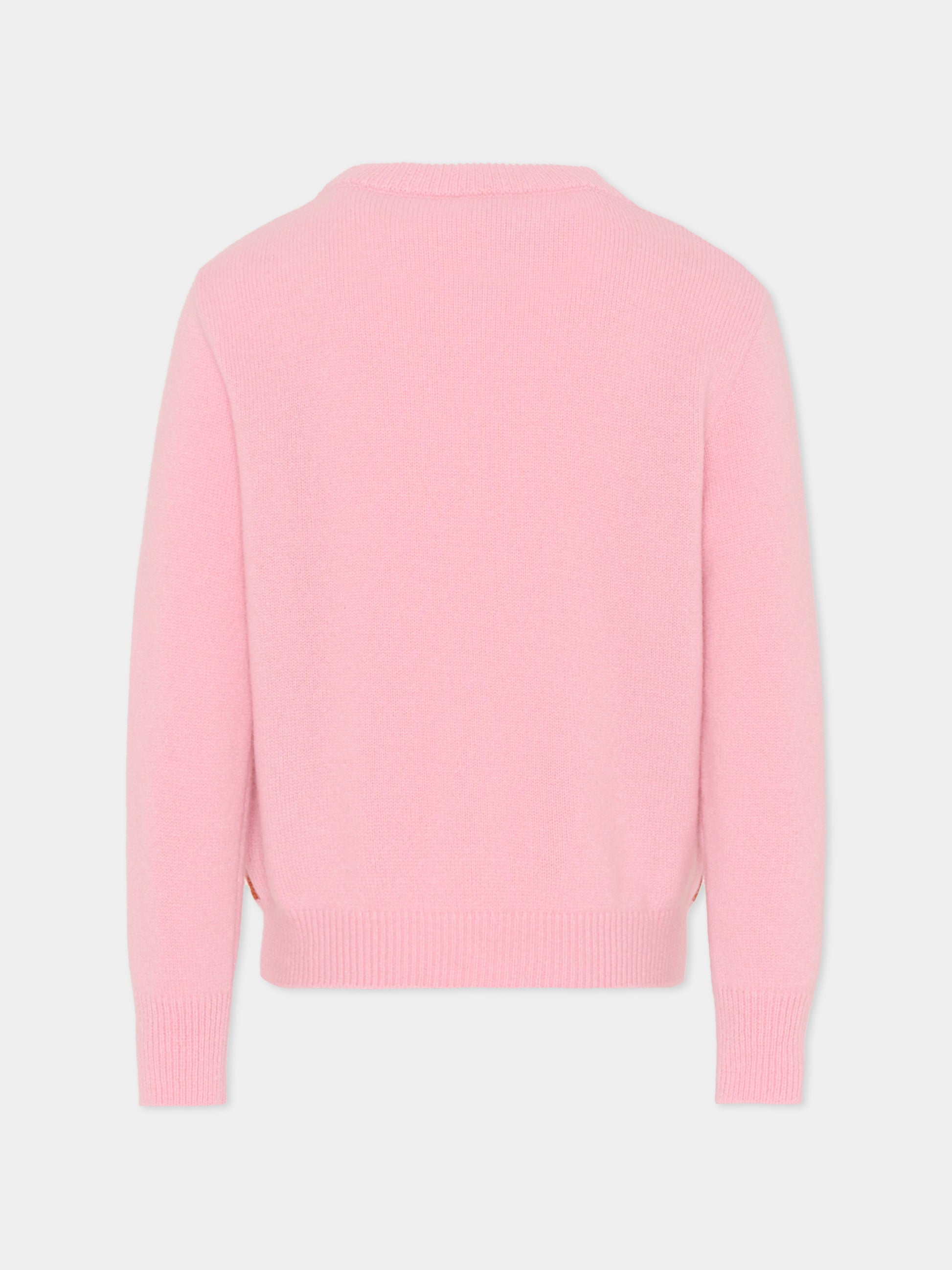 Maglione rosa e arancione per bambino con logo,Fay Kids,FT9P80 W0023 502AR