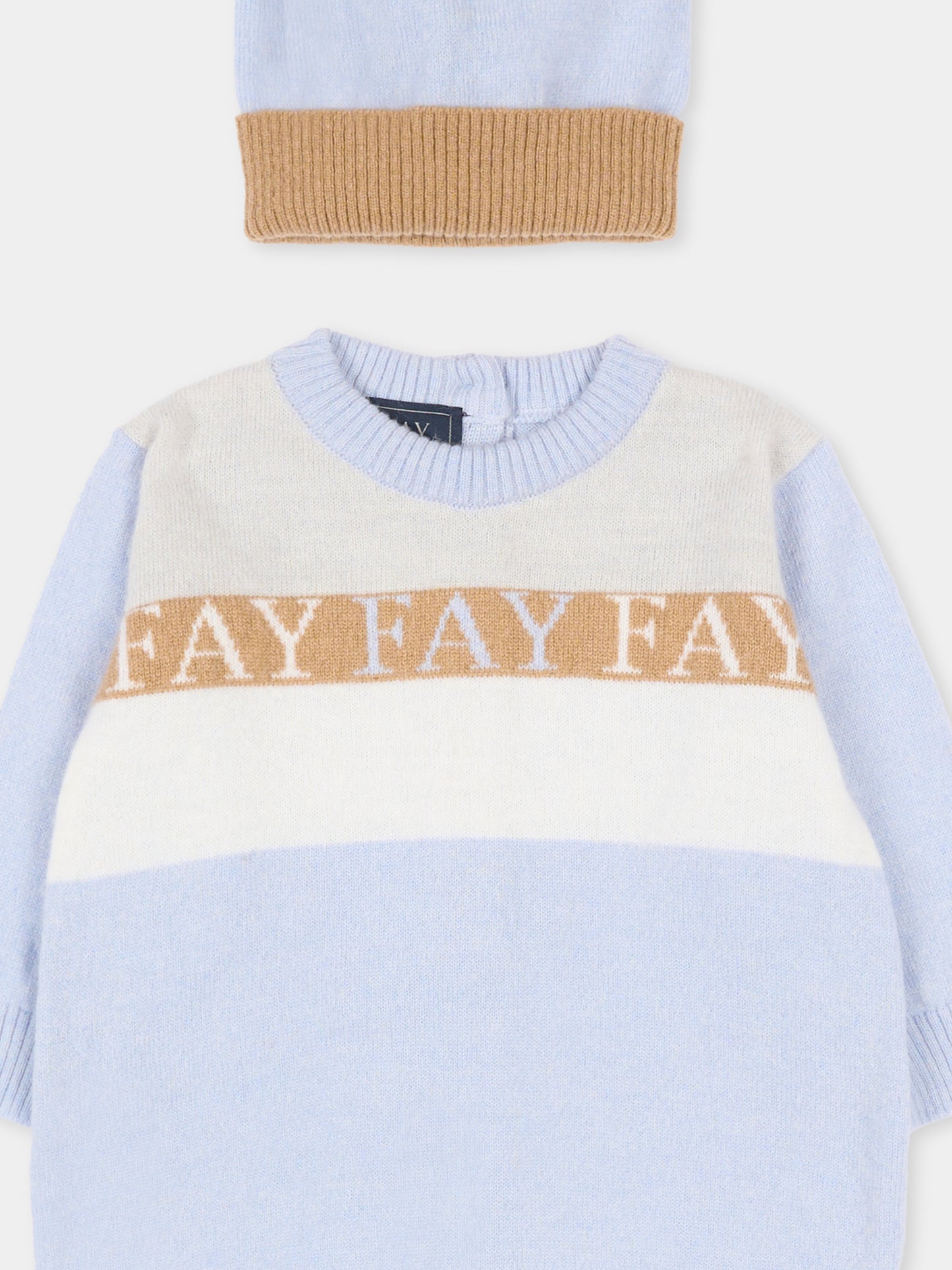 Set celeste per neonato con logo,Fay Kids,FTB500 W0023 602