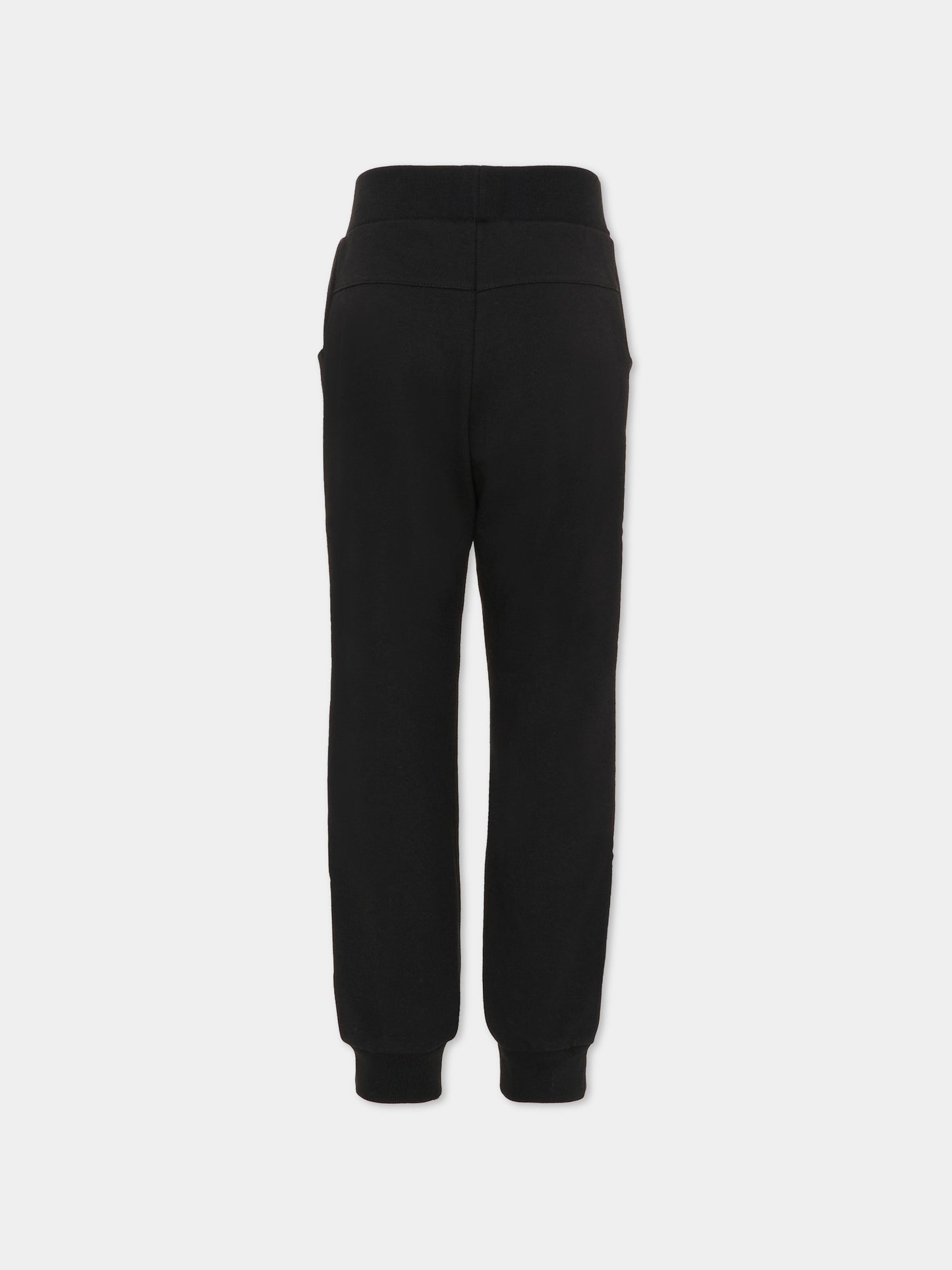 Pantaloni neri per bambina con logo dorato,Balmain Kids,6R6C60 F0061 930OR