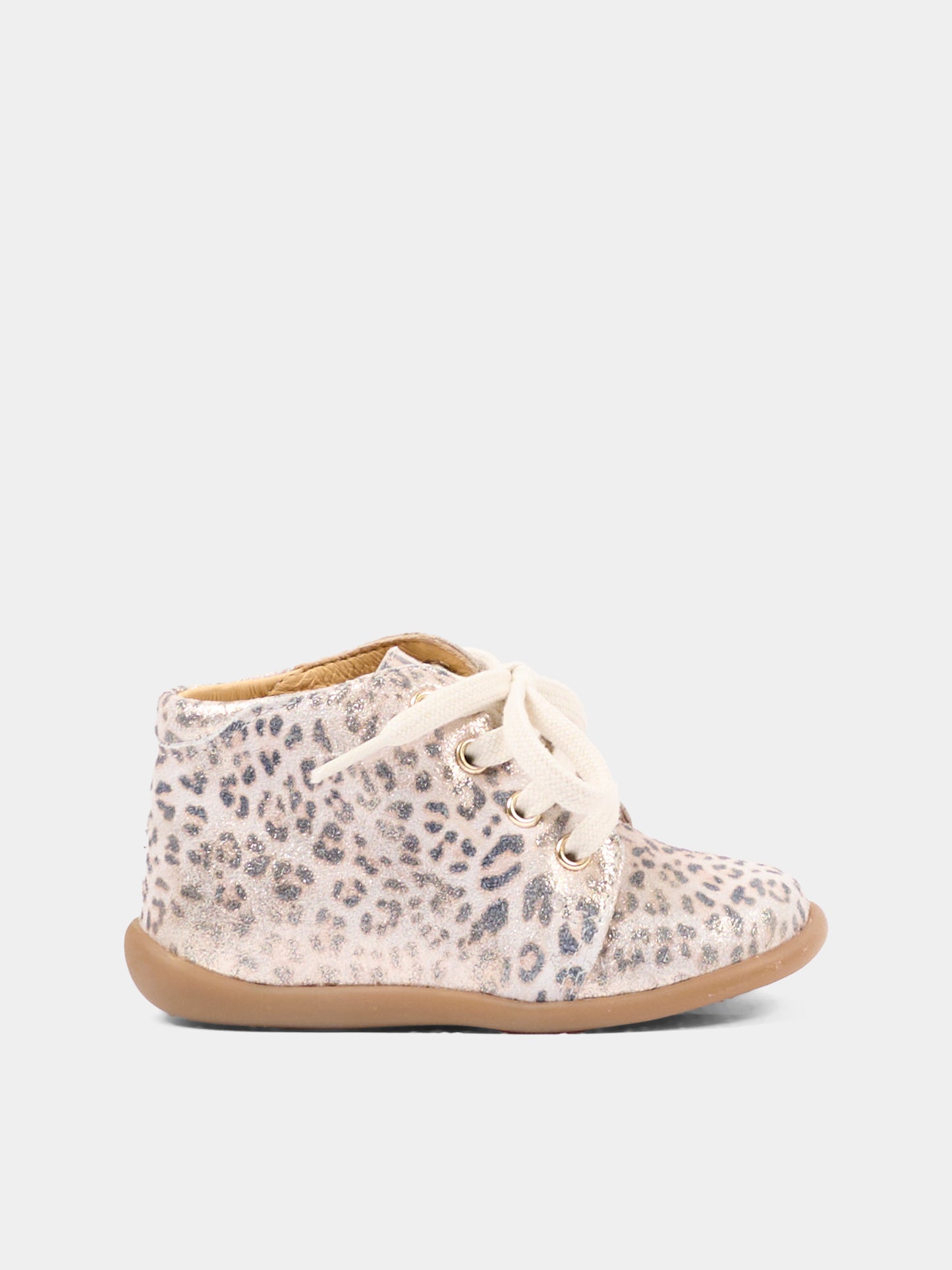 Stringata bianca Stand Up Bottine per bambina animalier,Pom D'api,U 1 AA AO04 09 BIANCO PLATINO