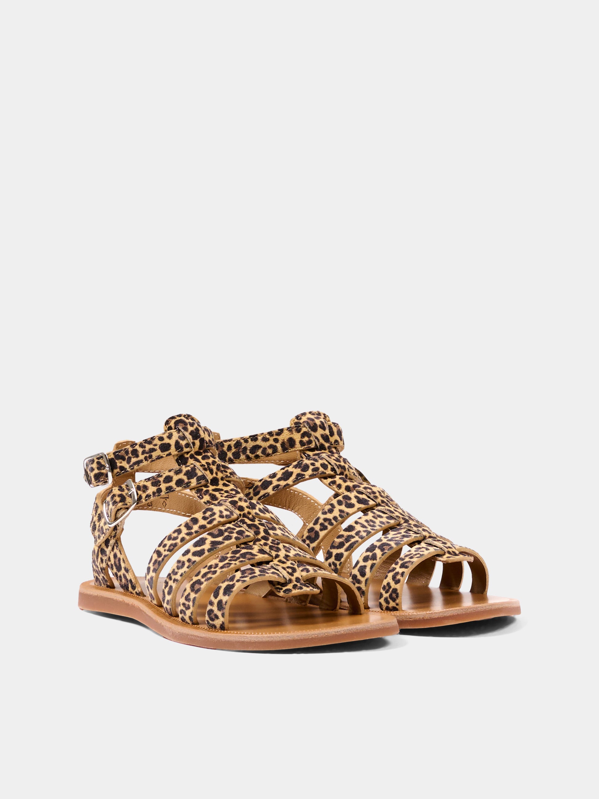 Sandali marroni Plagette Gladiator per bambina animalier,Pom D'api,U 1 FF MN04 R1 SAHARA