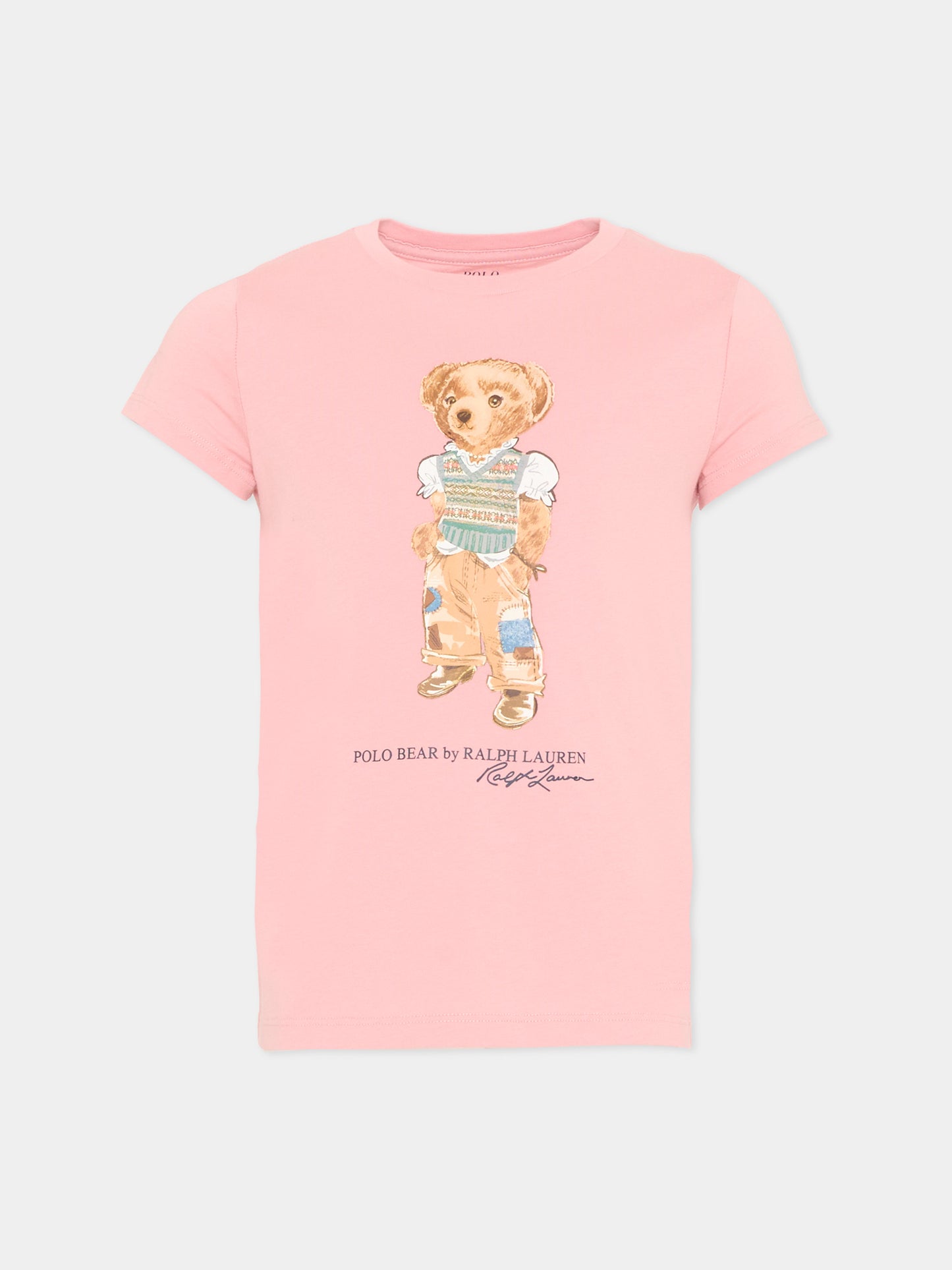 T-Shirt rosa Polo Bear per bambina,Ralph Lauren Kids,B20033001