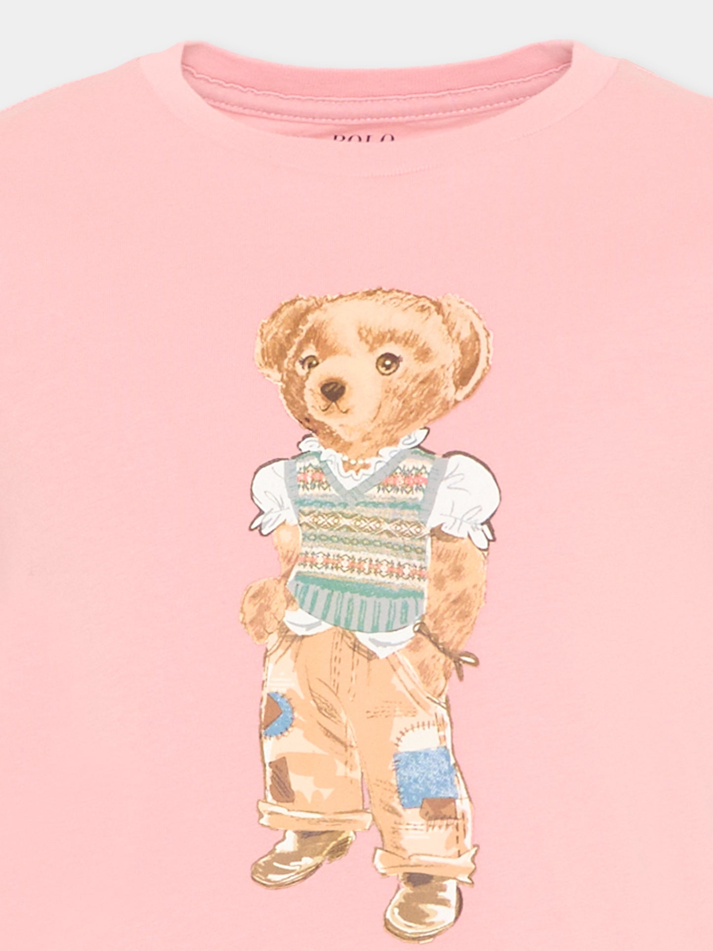 T-Shirt rosa Polo Bear per bambina,Ralph Lauren Kids,B20033001