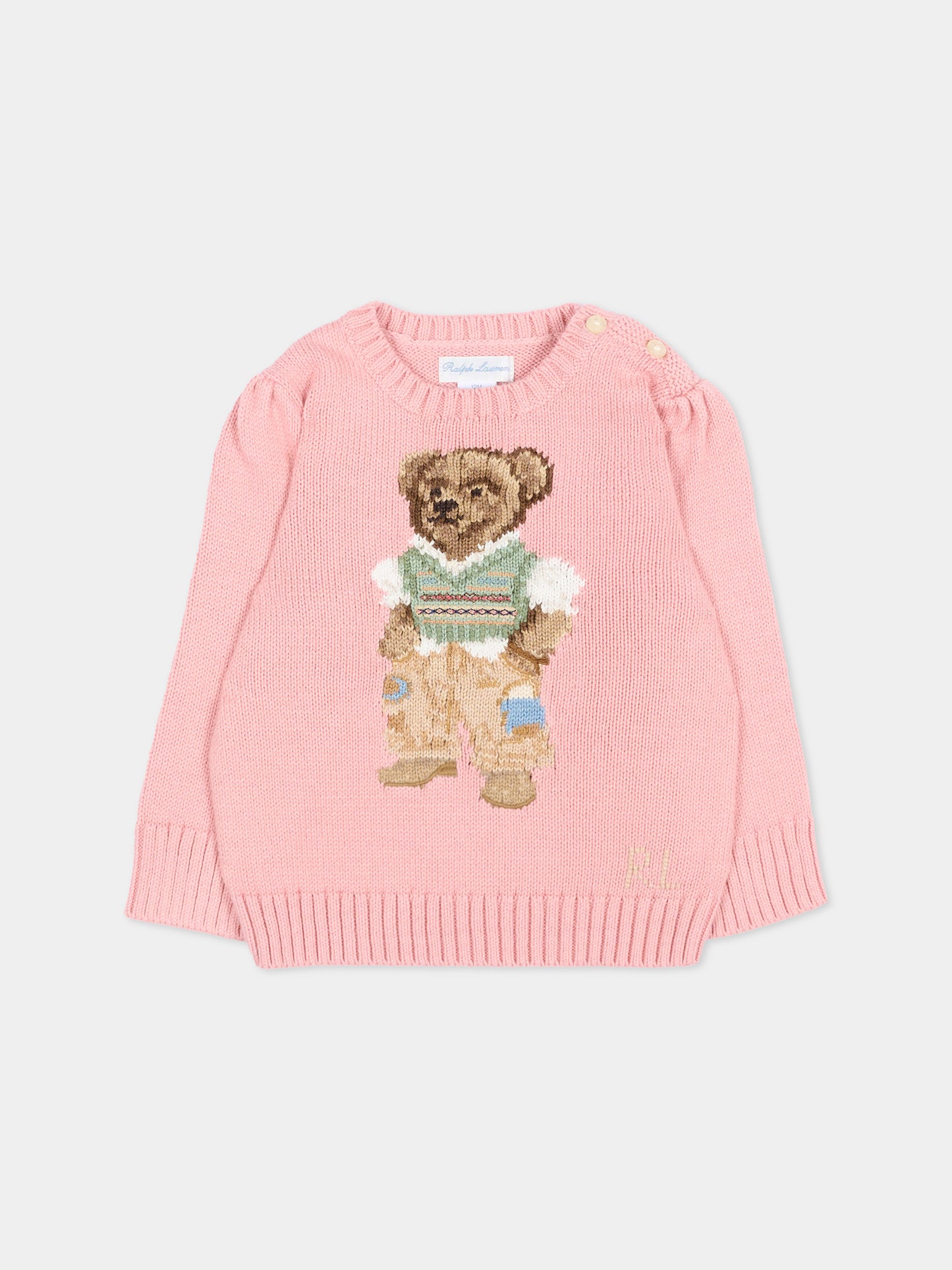 Maglione rosa Polo Bear per neonata,Ralph Lauren Kids,B17822001