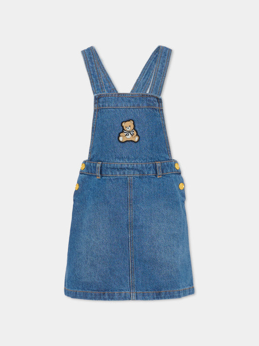 Salopette denim per bambina con Teddy Bear,Moschino Kids,HDJ03V L0E29 40139