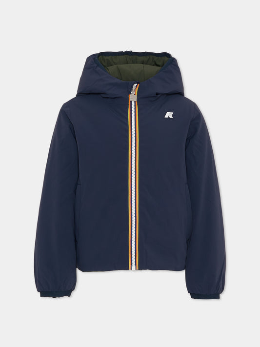 Piumino reversibile Jack St Warm blu per bambino con logo,K-way,K71337W AG5