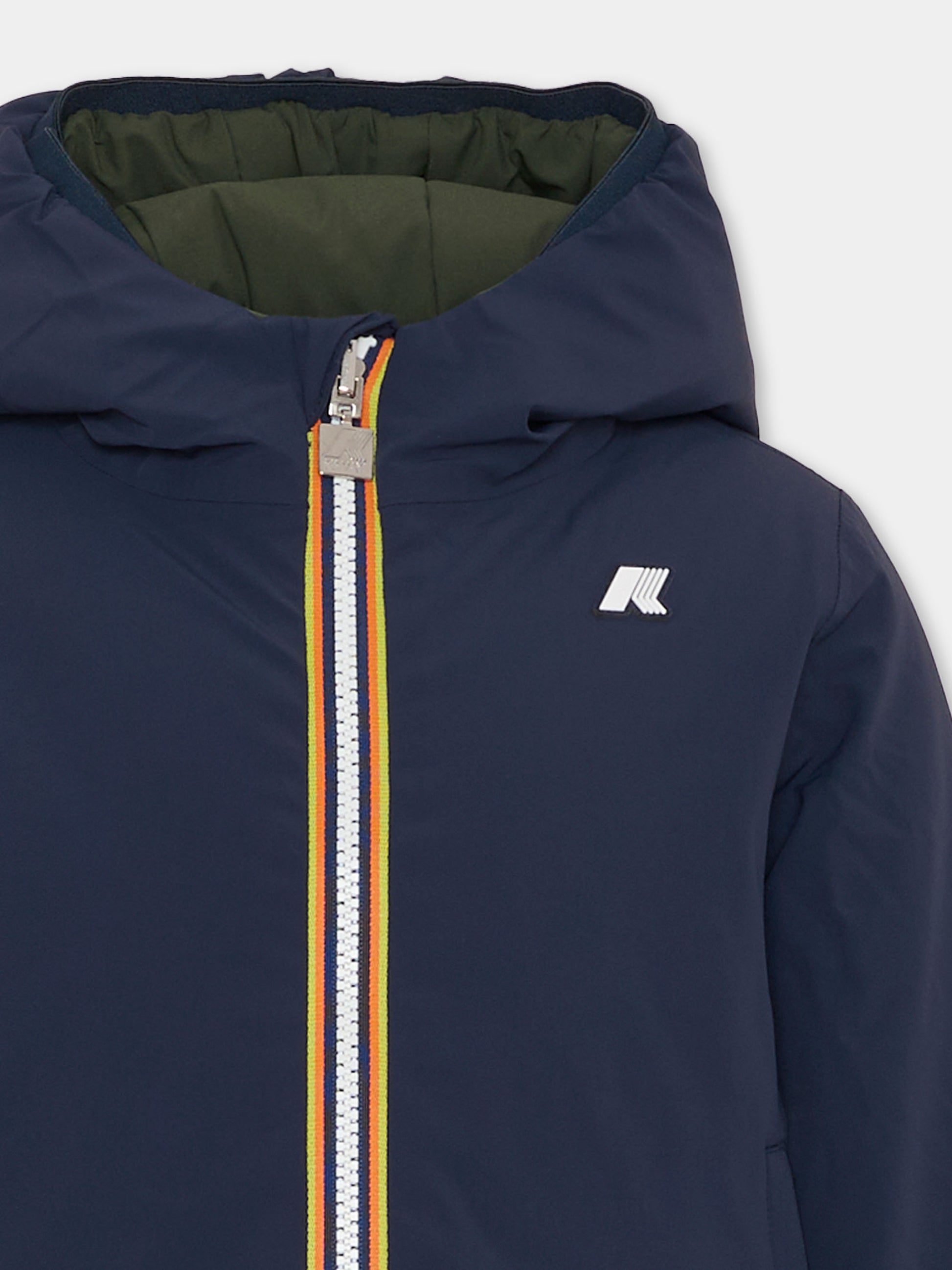 Piumino reversibile Jack St Warm blu per bambino con logo,K-way,K71337W AG5