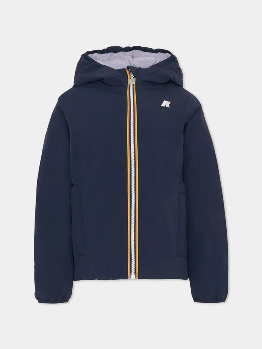 Piumino reversibile blu Lily St Warm per bambina con logo,K-way,K71339W BBJ