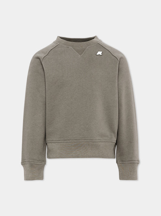 Felpa beige per bambino con logo,K-way,K51348W 633