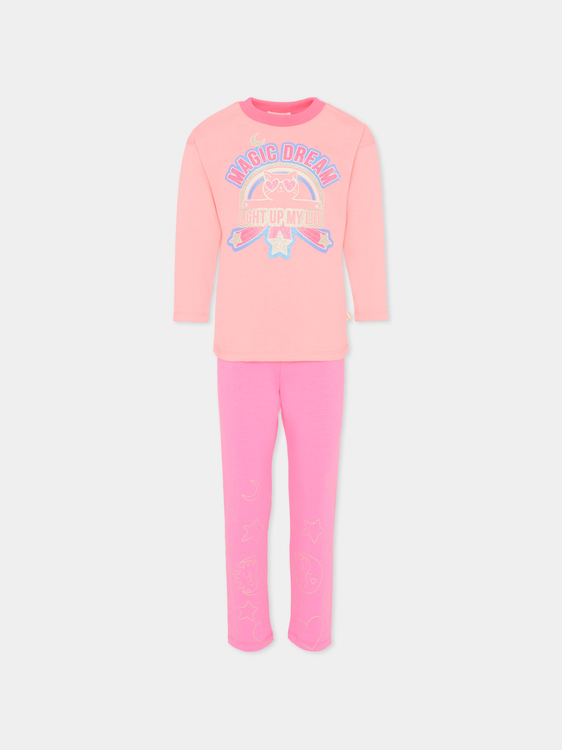 Pigiama rosa per bambina con disegni,Billieblush,U21465 408