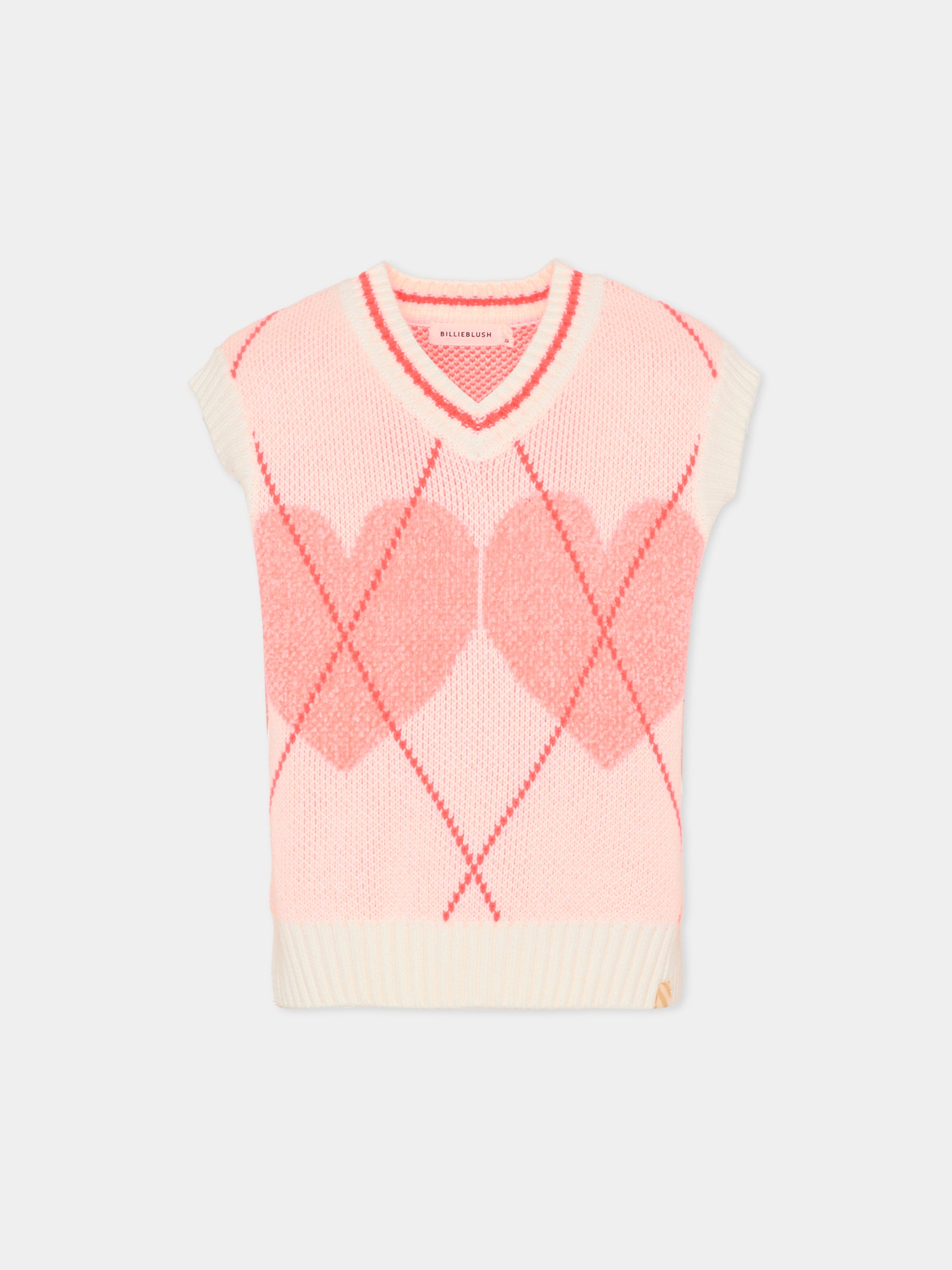 Gilet avorio per bambina con cuori arancioni,Billieblush,U21215 121