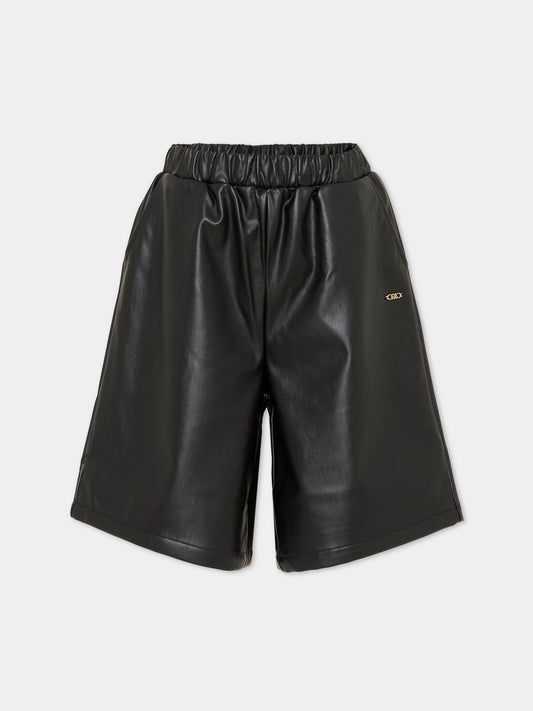 Shorts neri per bambina con logo,Michael Kors,R30441 09B