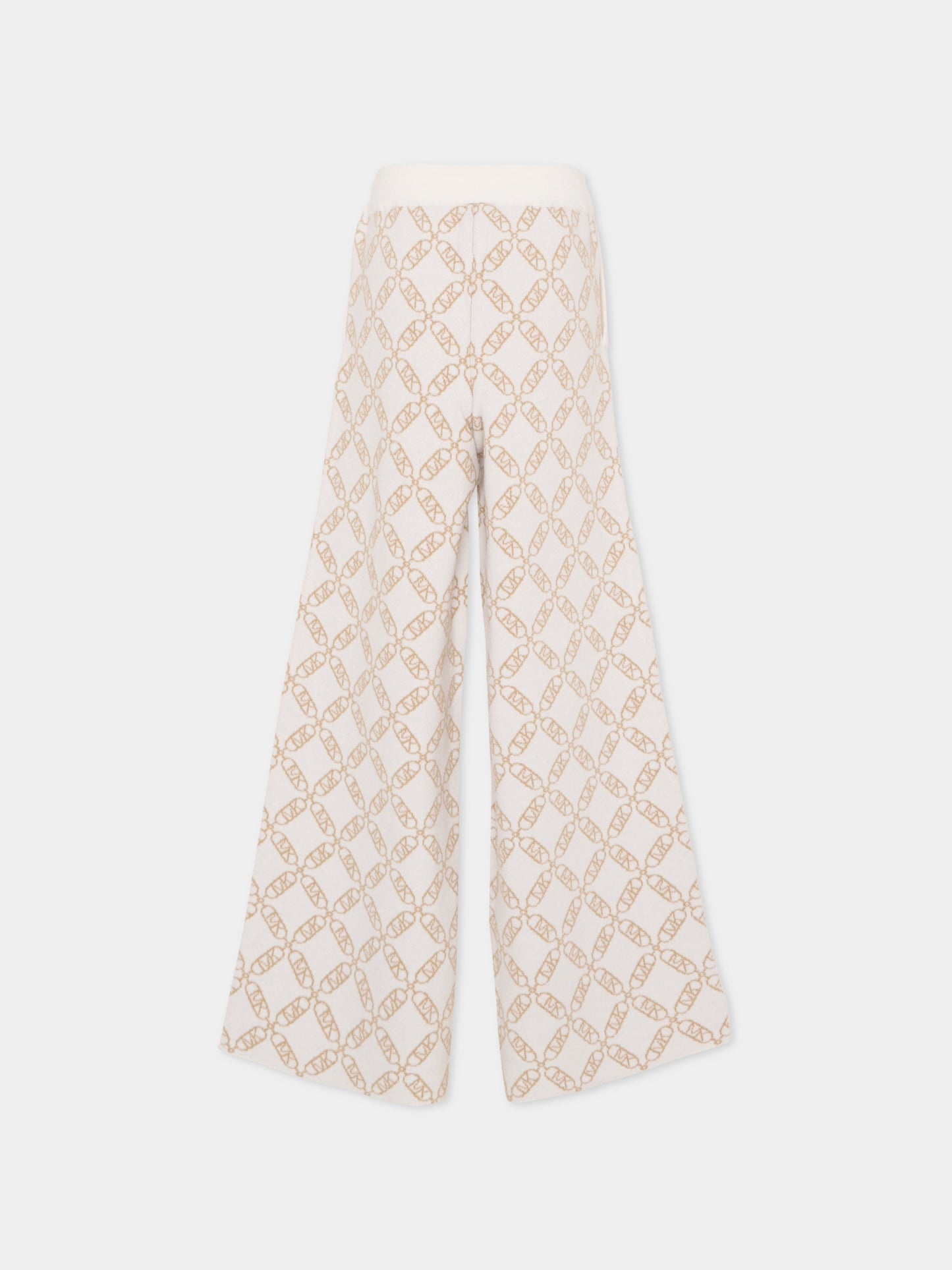 Pantaloni avorio per bambina con logo all over,Michael Kors,R30452 N52