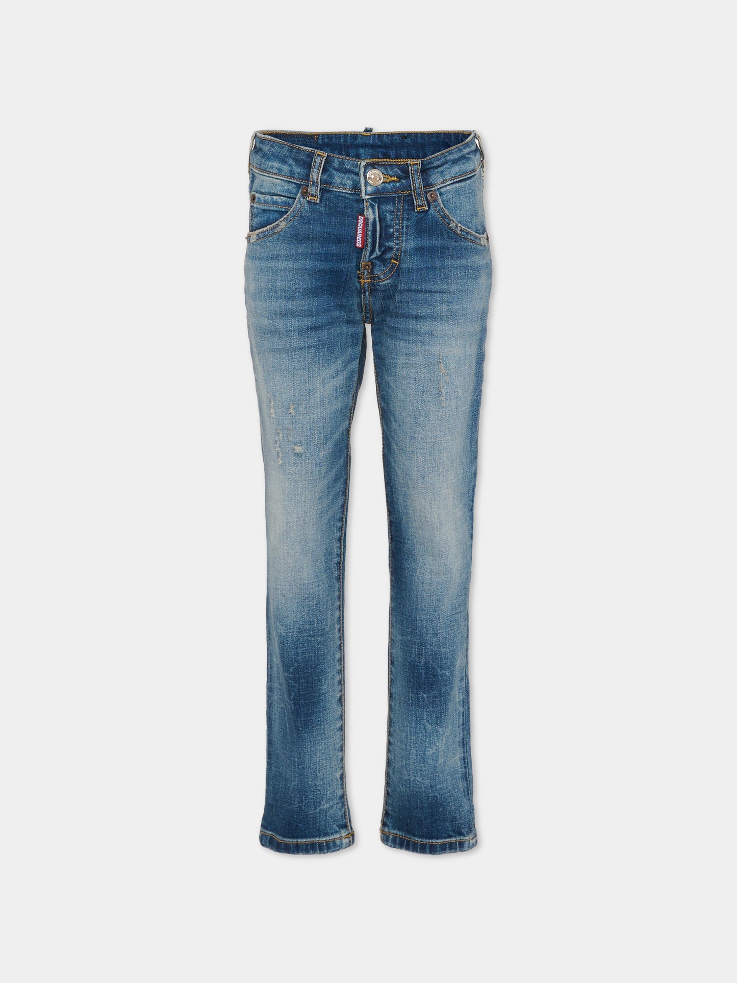 Jeans blu per bambino con patch logato,Dsquared2,DQ0239-D0AEU-DQ01