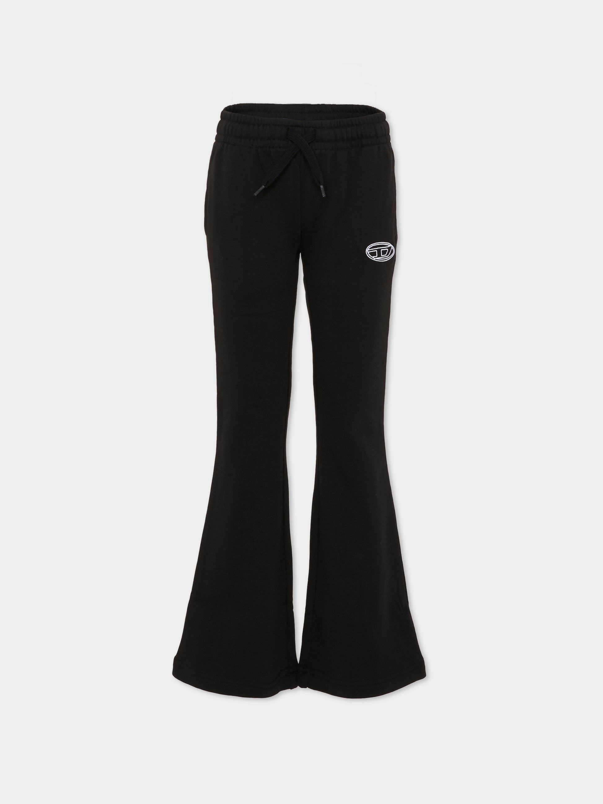 Pantaloni neri per bambina con logo bianco,Diesel,J02419-KYAX3-K900