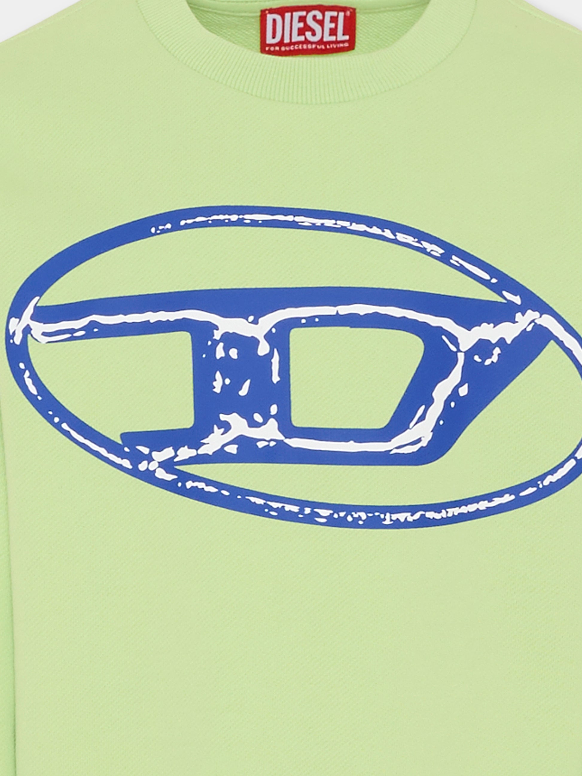 Felpa verde per bambino con logo blu,Diesel,J02488-KYAQK-K504