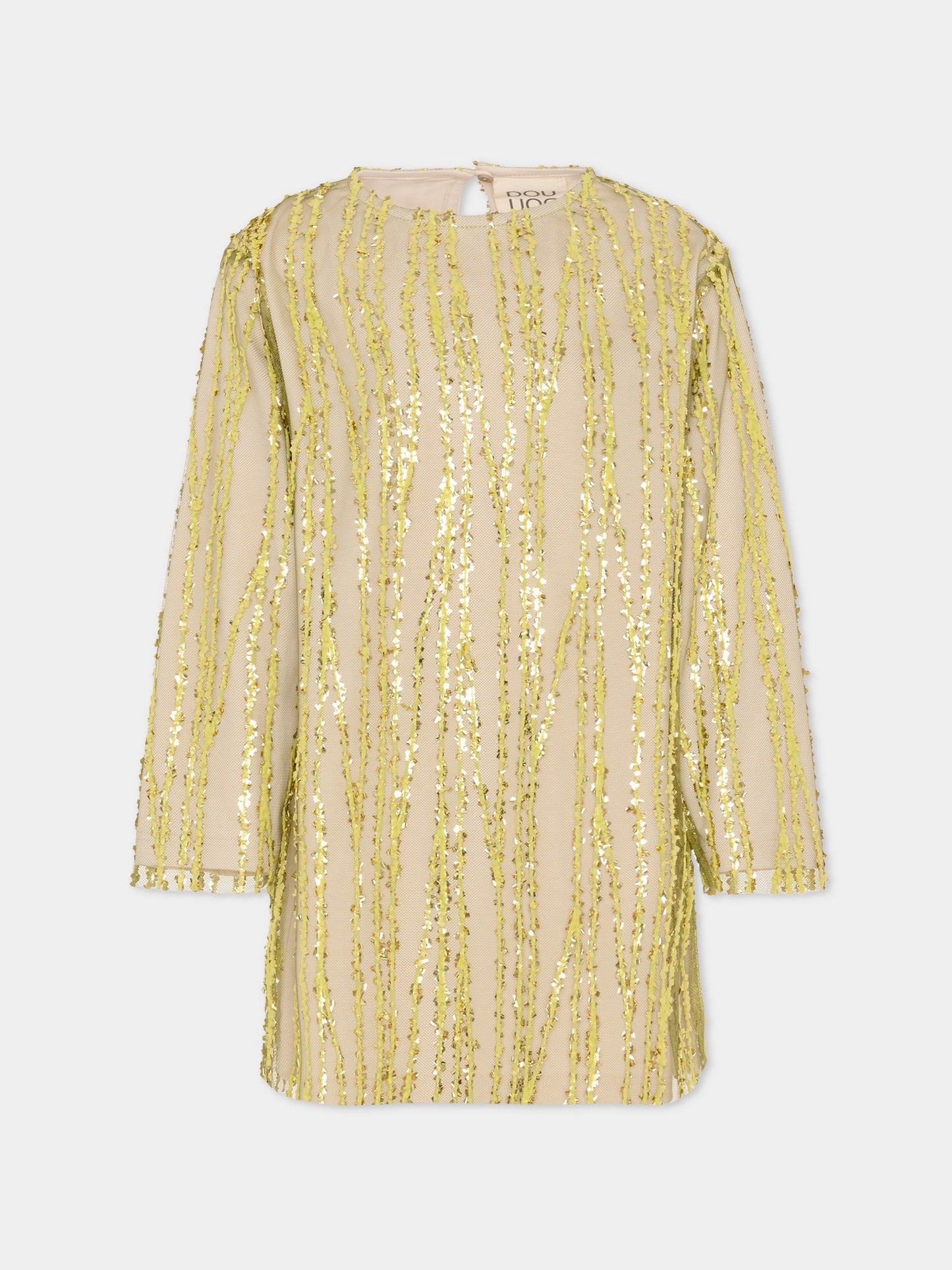 Vestito giallo per bambina con applicazioni oro,Douuod Kids,DX1B10 T0098 246