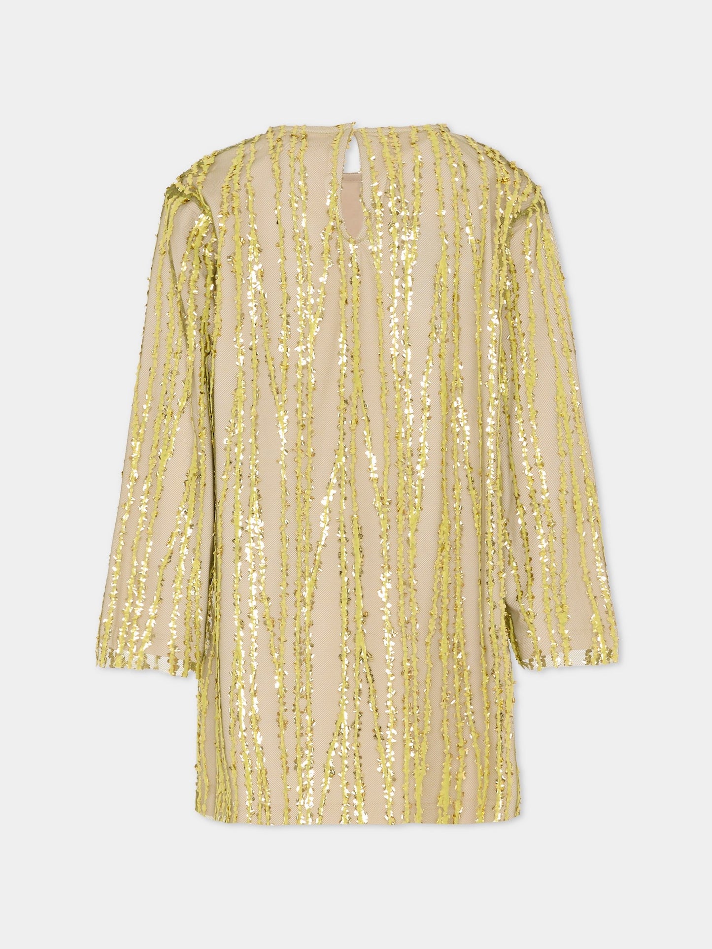 Vestito giallo per bambina con applicazioni oro,Douuod Kids,DX1B10 T0098 246