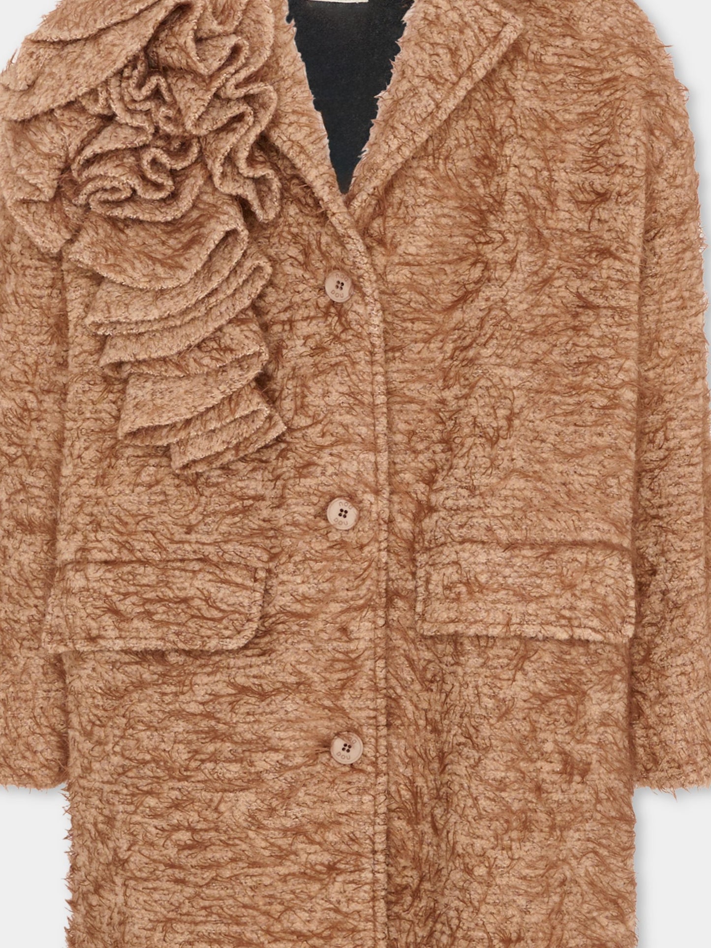 Cappotto marrone per bambina con fiore,Douuod Kids,DX2A50 E0236 878