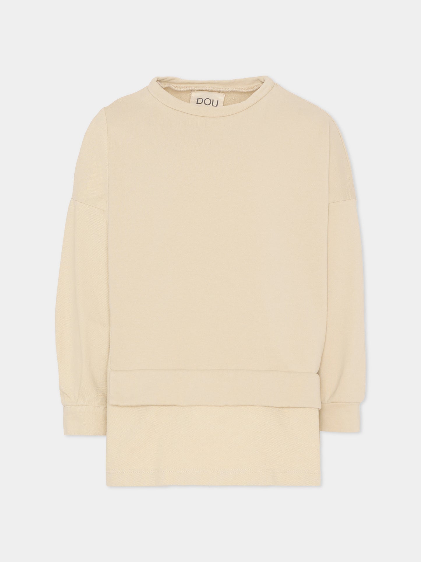 Felpa beige per bambina con logo,Douuod Kids,DX4P70 Z3402 108