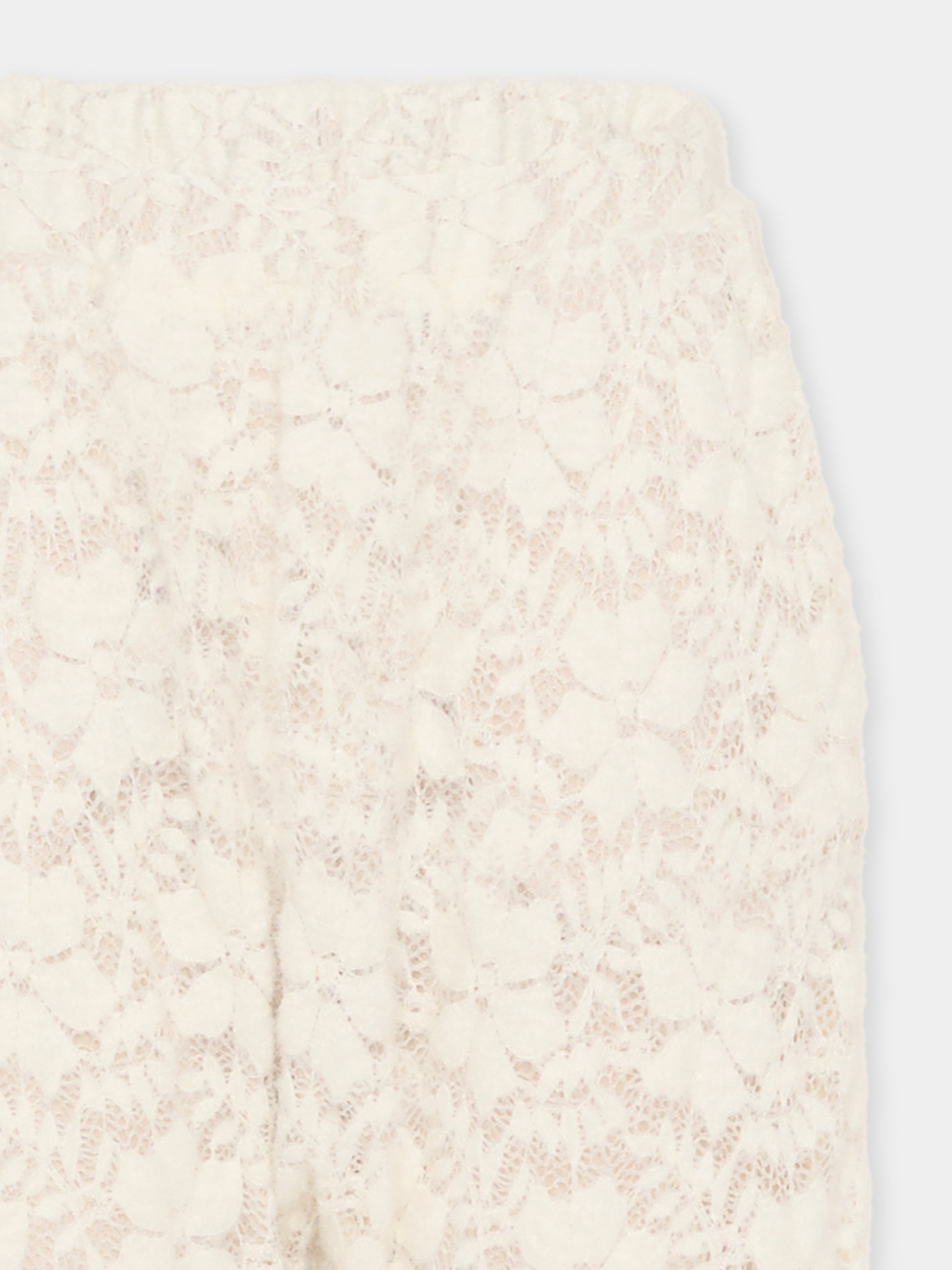 Pantaloni avorio per bambina con motivo floreale,Douuod Kids,DX6A60 U0237 101